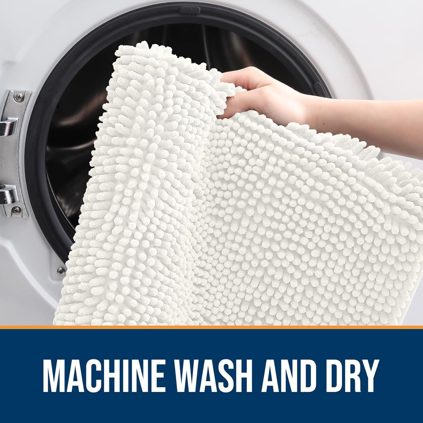 OLANLY Dog Door Mat for Muddy Paws 59x32, Absorbs Moisture and Dirt, Absorbent Non-Slip Washable Doormat, Quick Dry Chenille Mud Mat for Dogs, Entry Indoor Entryway Carpet for Inside Floor, Ivory