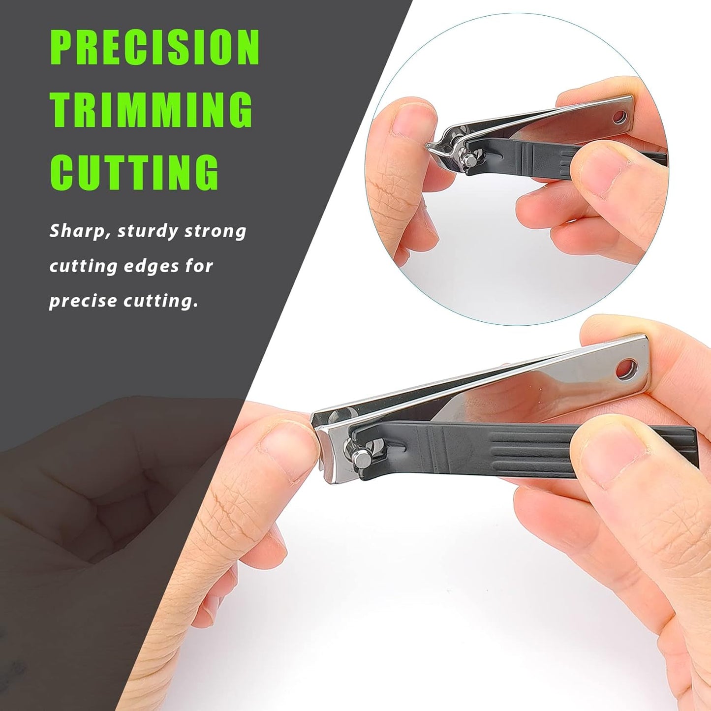 Nail Clippers Set, Toenail Clippers for Thick and Ingrown Nails, Fingernail Cutters for Men Women with PU Case 4PCS