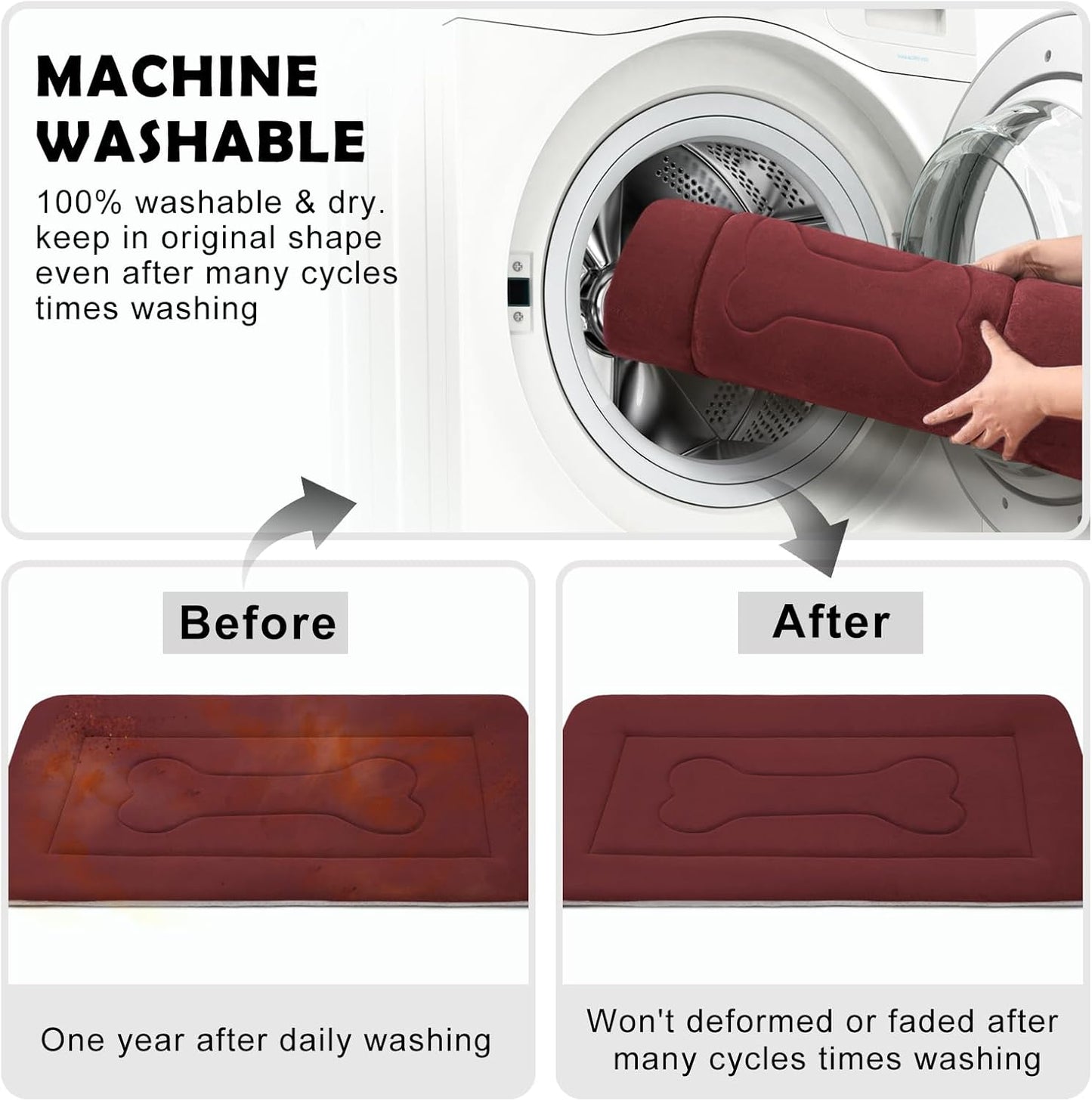 JoicyCo Extra Large Dog Bed Crate Mat 47 in Non-Slip Washable Soft Mattress Kennel Pads