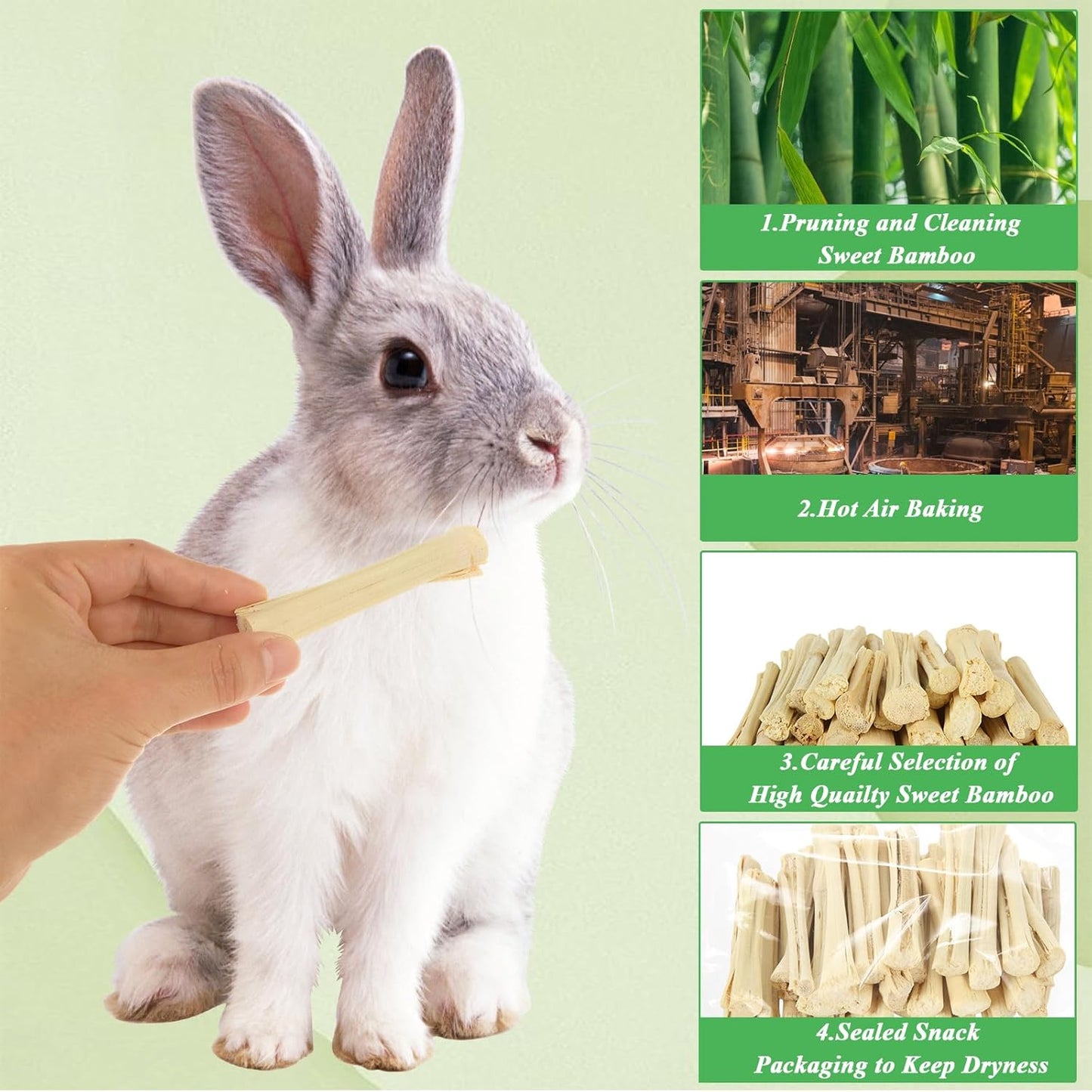 1000g/2.2lb Sweet Bamboo Sticks for Rabbits, Guinea Pig Chew Toys Bunny Toys for Rabbits Indoor, Teething Toy for Small Animals Rabbits, Hamsters, Chinchillas, Guinea Pigs