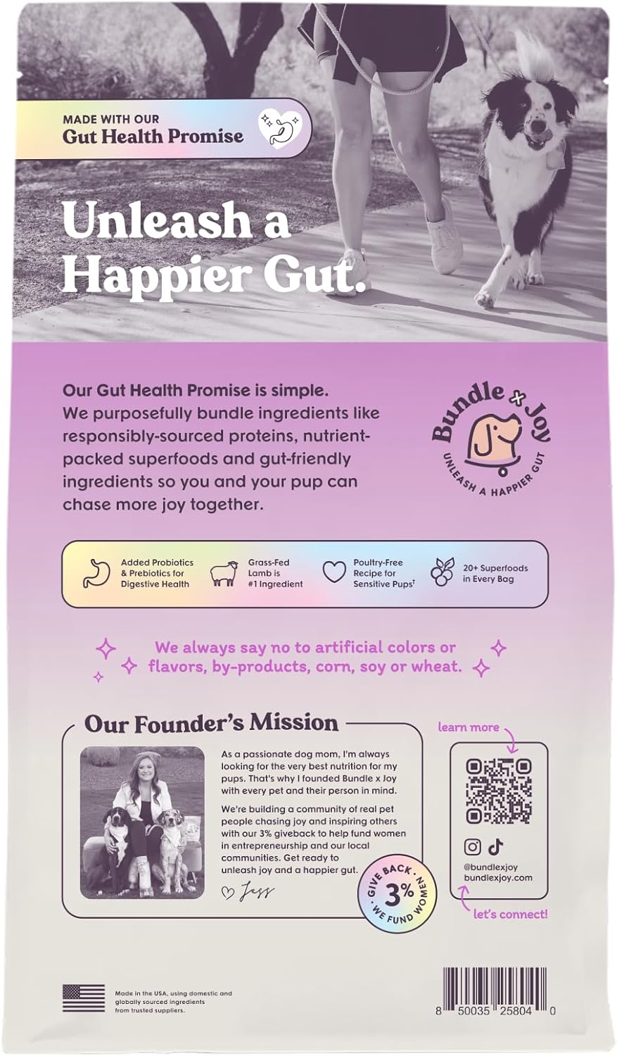 Bundle x Joy Brave Probiotic Dog Food Dry, Lamb, 4lb Bag, Allergy and Gut-Friendly Adult Kibble for Digestive Health with Grass-Fed Lamb, 20 Plant Based Superfoods, Poultry and Grain Free