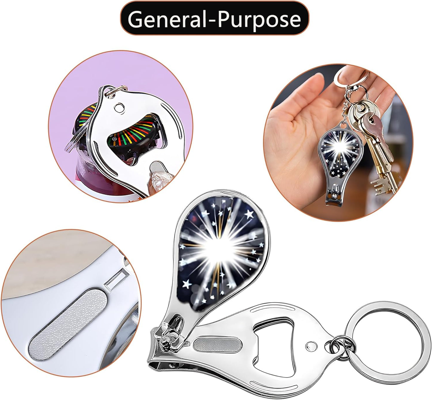 Nail Clippers with Key Chain Cute Stainless Steel Nail Cutter with File Professional Toenail Clipper for Men Multifunction Toenail Clipper 2 Pack Nique Cutter for Adult(White Light)