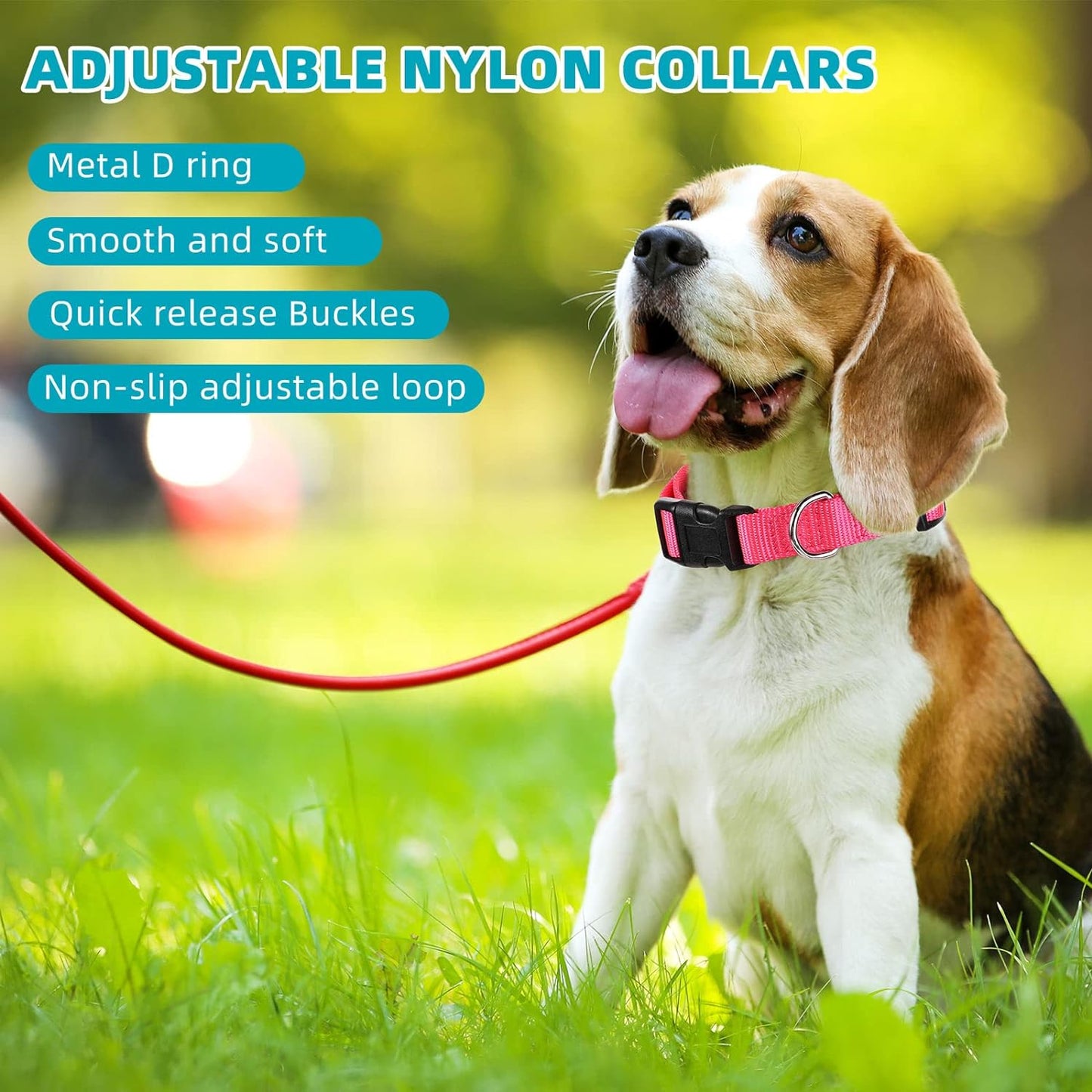 9 Pieces Adjustable Dog Collar for Animal, Soft Nylon Pets Puppy Collar with Quick Release Buckle Holder Bulk for Dogs Walking Running Training(Medium,Retro Colors)
