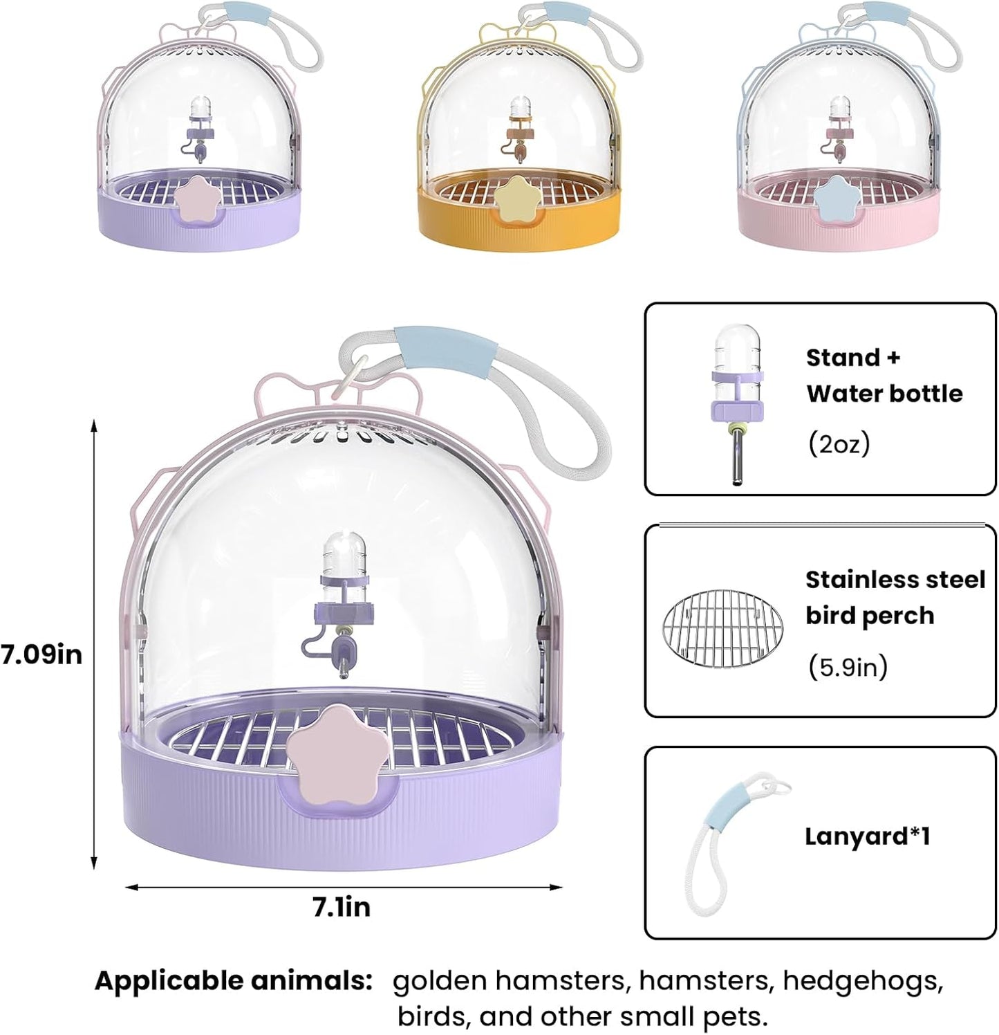 Birdcages,Carriers,Small Bird Travel Cage Carrier, Bird Carry Transport Bag，Small Animal Carrier, Travel Carry-Out Cage with Water Bottle.(Pink)