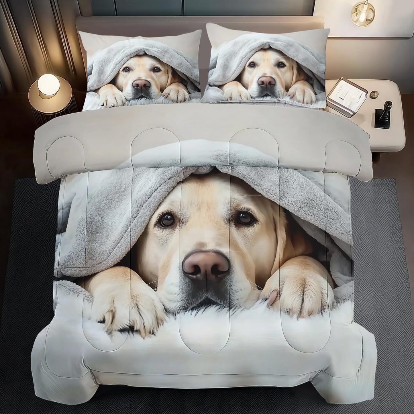 Grey Dog Comforter Set Twin Size Boy,Kawaii Pet Dog Animal Print Bedding Set for Girl,Cute Pet Puppy Print Comforter Quilt for Boys,Kawaii Animal Puppy Dog Pals Bedding Bedroom Bed Decor