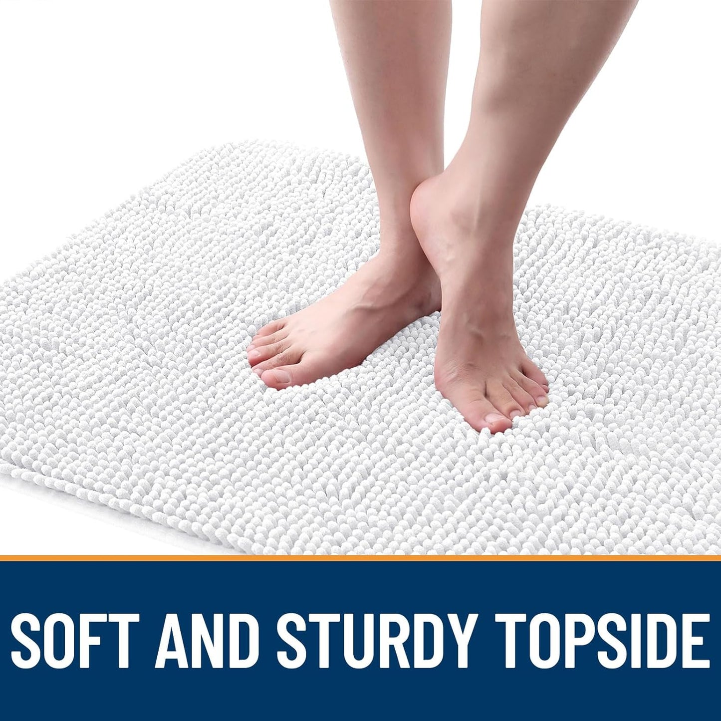 OLANLY Dog Door Mat for Muddy Paws 24x16, Absorbs Moisture and Dirt, Absorbent Non-Slip Washable Doormat, Quick Dry Chenille Mud Mat for Dogs, Entry Indoor Entryway Carpet for Inside Floor, White