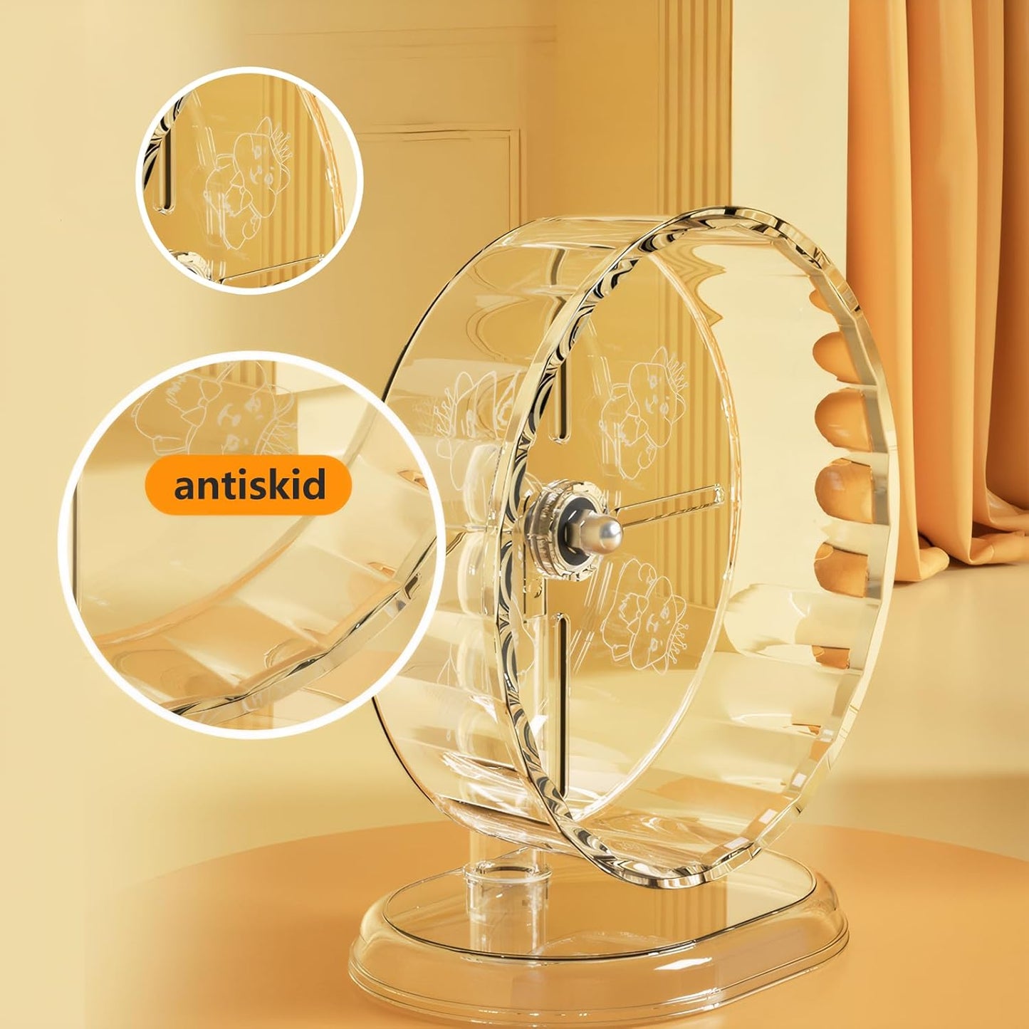 Silent Hamster Wheel – 9.5 Inch Syrian Hamster Running Wheel, Anti-Skid & Height Adjustable, Easy to Clean (9.5inch)