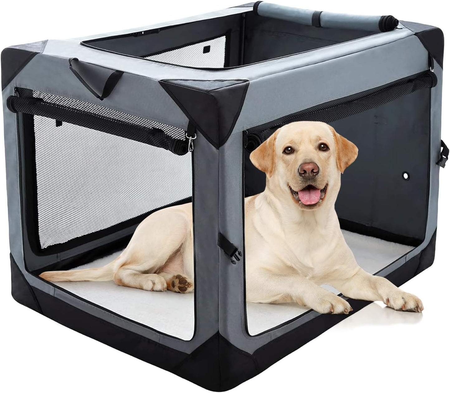 Pettycare 42 Inch Collapsible Foldable Soft Dog Kennel with Chew Proof Mesh Windows, Indoor & Outdoor Travel Dog Crate