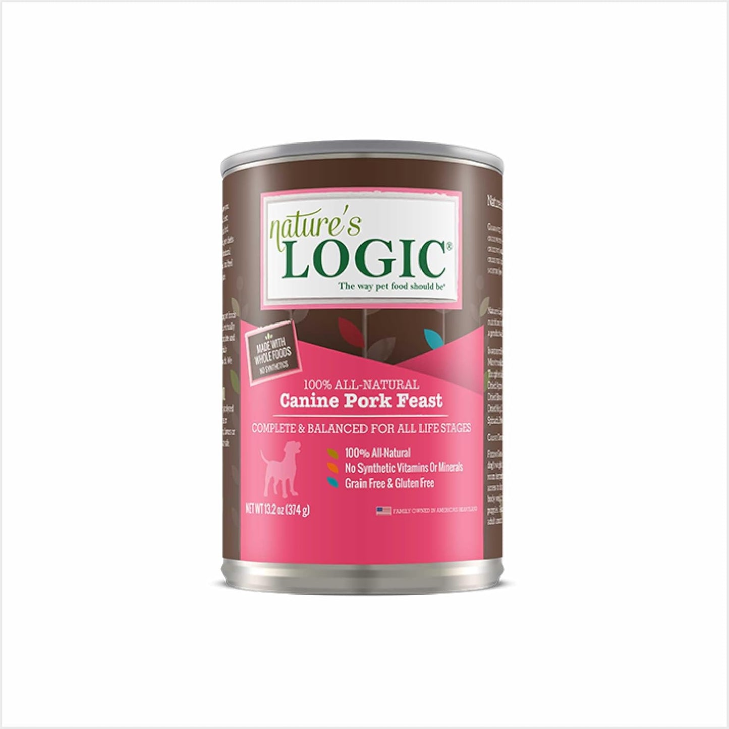 Nature's Logic Grain-Free Canned Dog Food - 95% Animal Proteins - 100% Natural Wet Dog Food Cans - No Common Allergens - All Life Stages - Ideal for Sensitive Dogs - Pork (13.2 oz, 12 Pack)