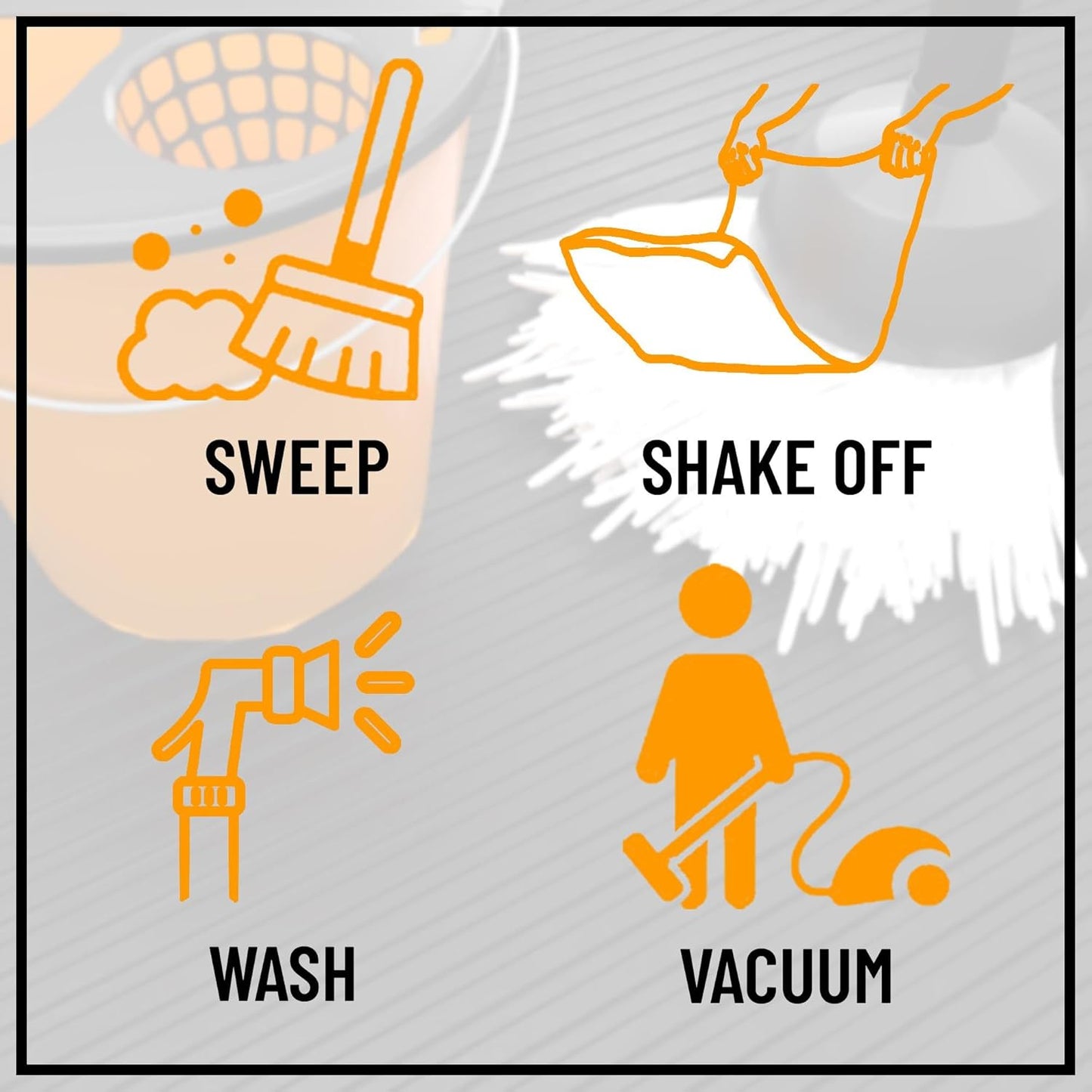 Indoor/Outdoor Hose-Wash Lines Design Non-Slip Rubber 2x3 Modern Entryway Mat for Entryway, Patio, Backyard, Garage, 20" x 39", Black