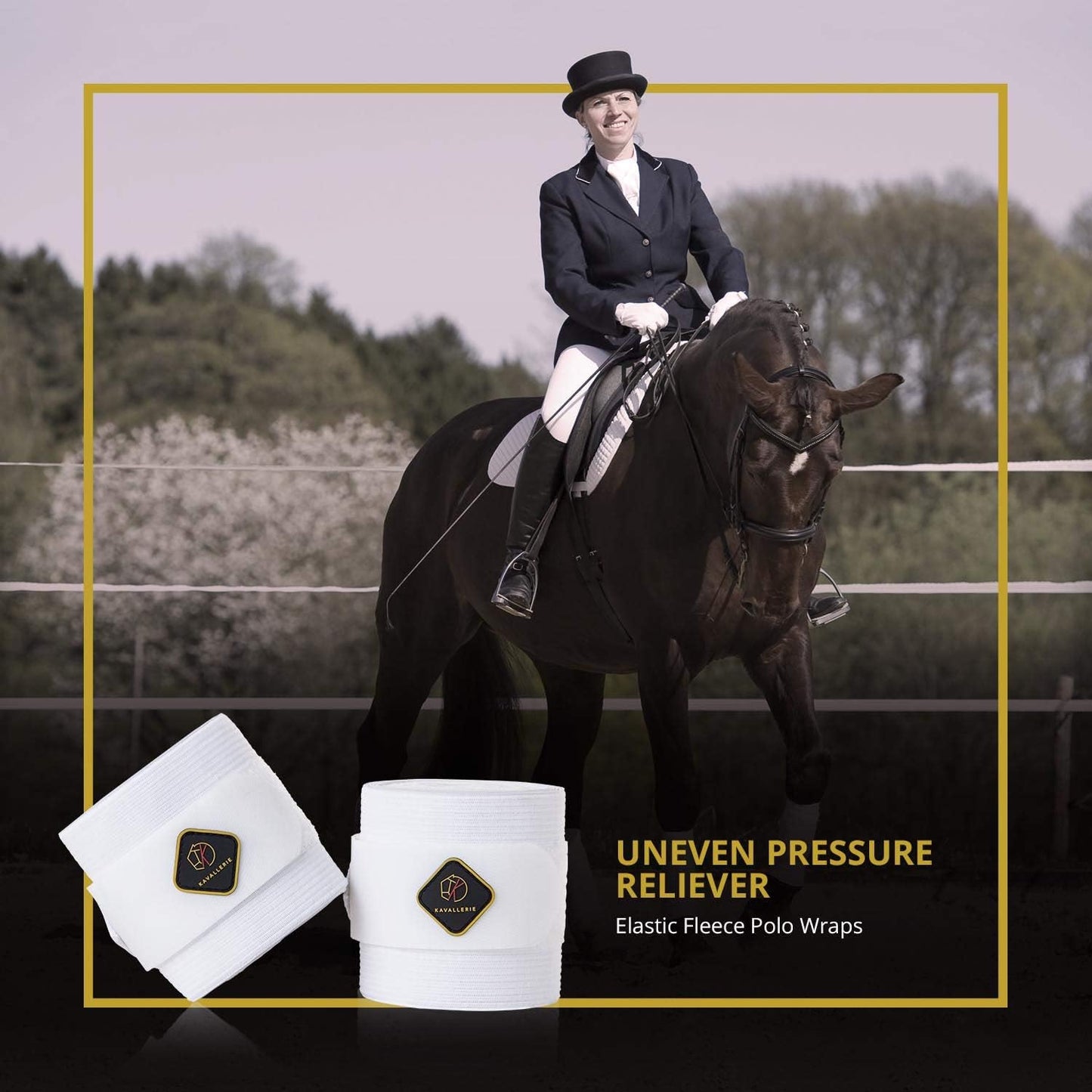 Kavallerie Elastic Fleece Bandages for Horses, Non- Slip and Snug fit Breathable Material for Injury Protection and Superior Legs Support, Stocking up Solution - White - (2 Units Per Pack)