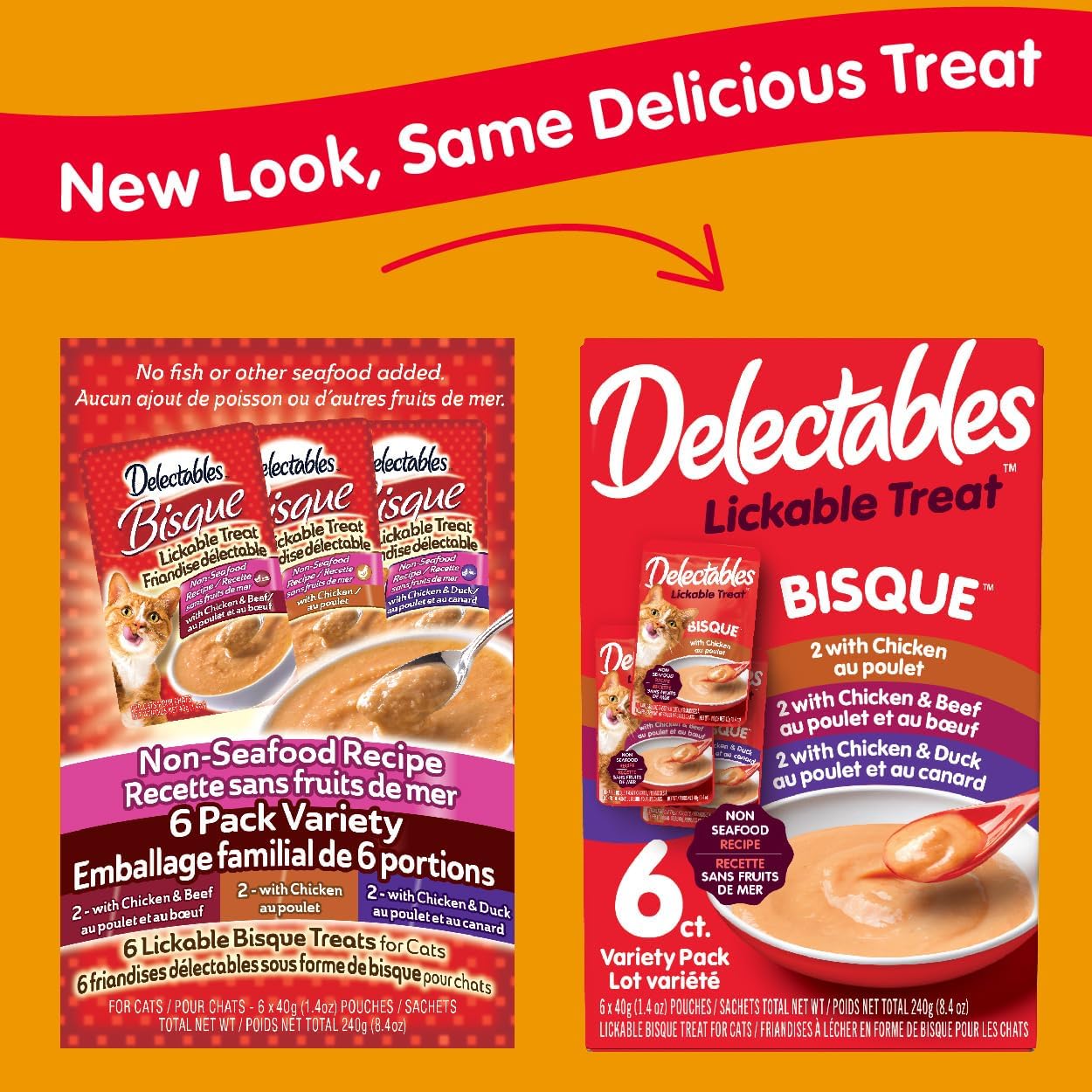 Delectables Bisque Non-Seafood Lickable Cat Treats Variety Pack, 6 Count (Pack of 6)