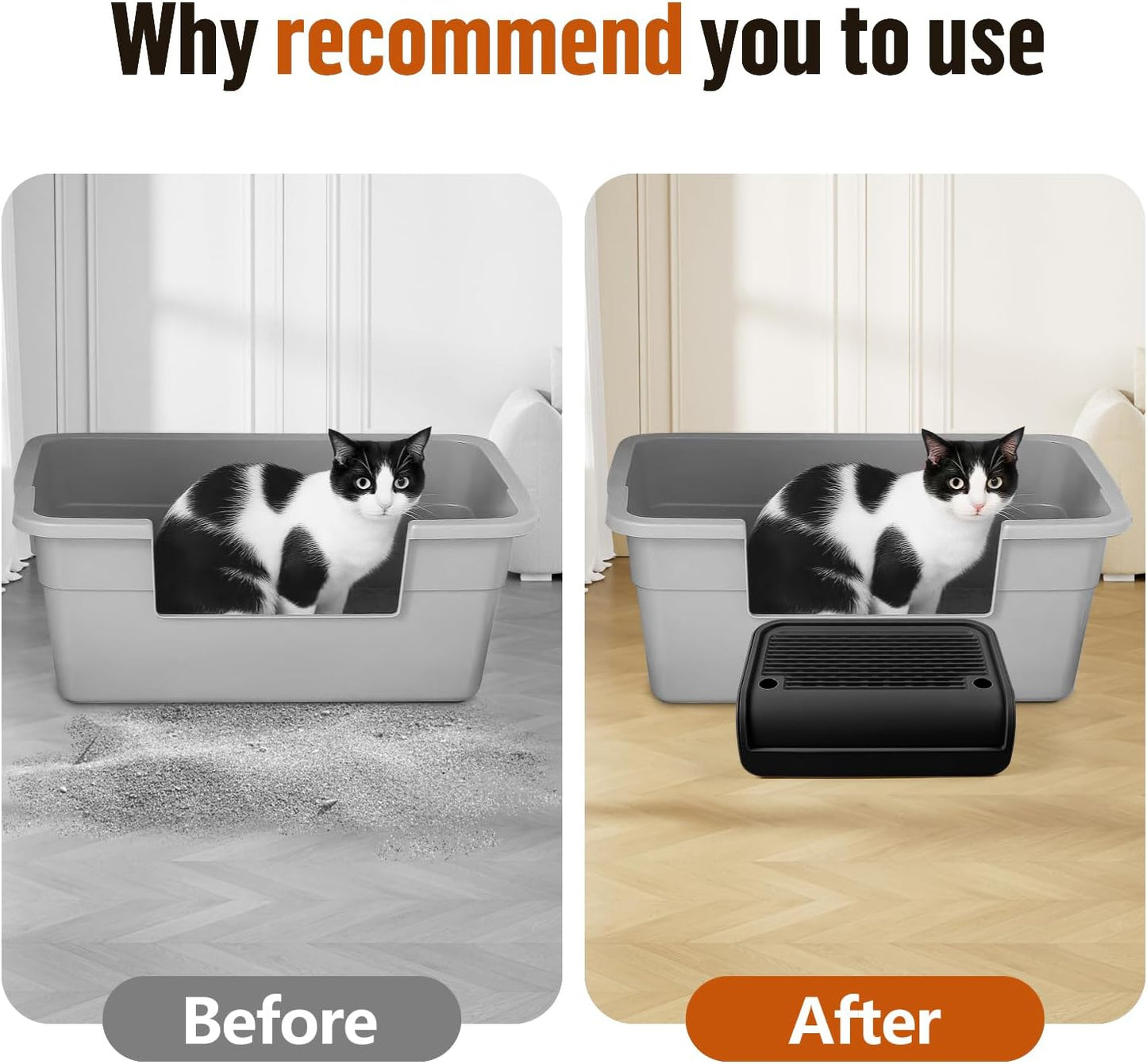 Cat Litter Box Step, Cat Litter Box Ramp Mat with Filter Function for Self-Cleaning Cat Litter Box, Easy to Clean, Cat Pedal Step Stool Ideal for Kitten & Elderly Cats (Black)