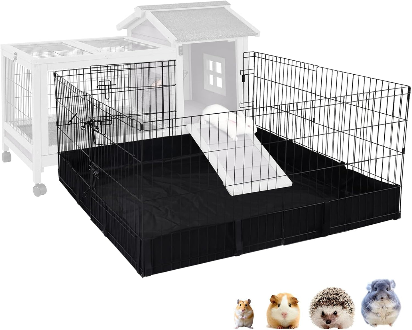 Bunny Playpen Indoor & Outdoor, Rabbit Playpen with Waterproof Liner, Extension Guinea Pig Cages for Small Animals (Playpen Only)