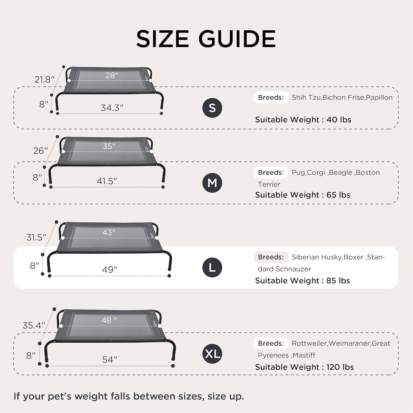 Bedsure Outdoor Elevated Dog Bed Large Sized Dog, Portable Indoor & Outdoor Cooling Raised Cot Pet Hammock Bed with Skid-Resistant Feet, Frame with Breathable Mesh, Deep Sea Blue, 49 inches