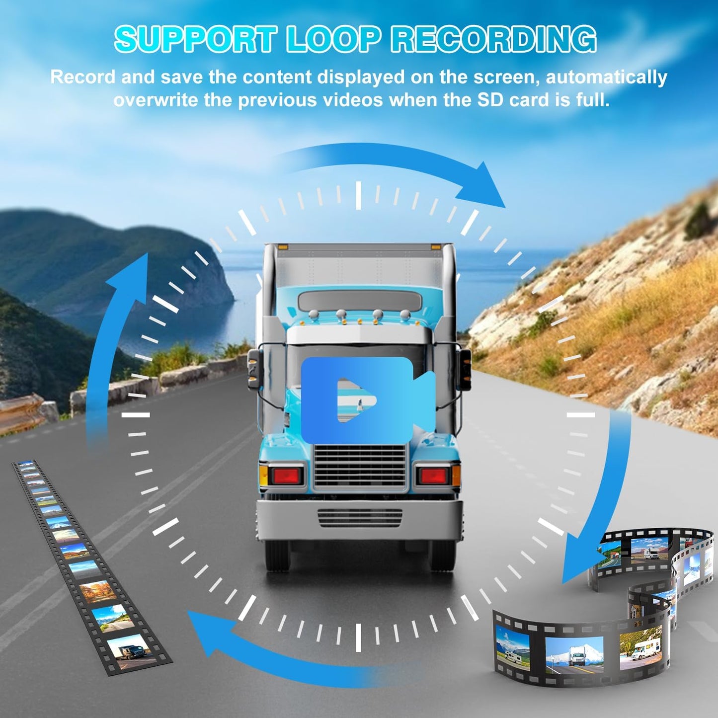 Fookoo 1080P 10" Wireless Backup Camera System, 10" Dual/Quad Split Monitor with Recording, IP69 Waterproof Rear/Front View Cameras, Parking Lines for RV/Truck/Trailer/Van(DW102)