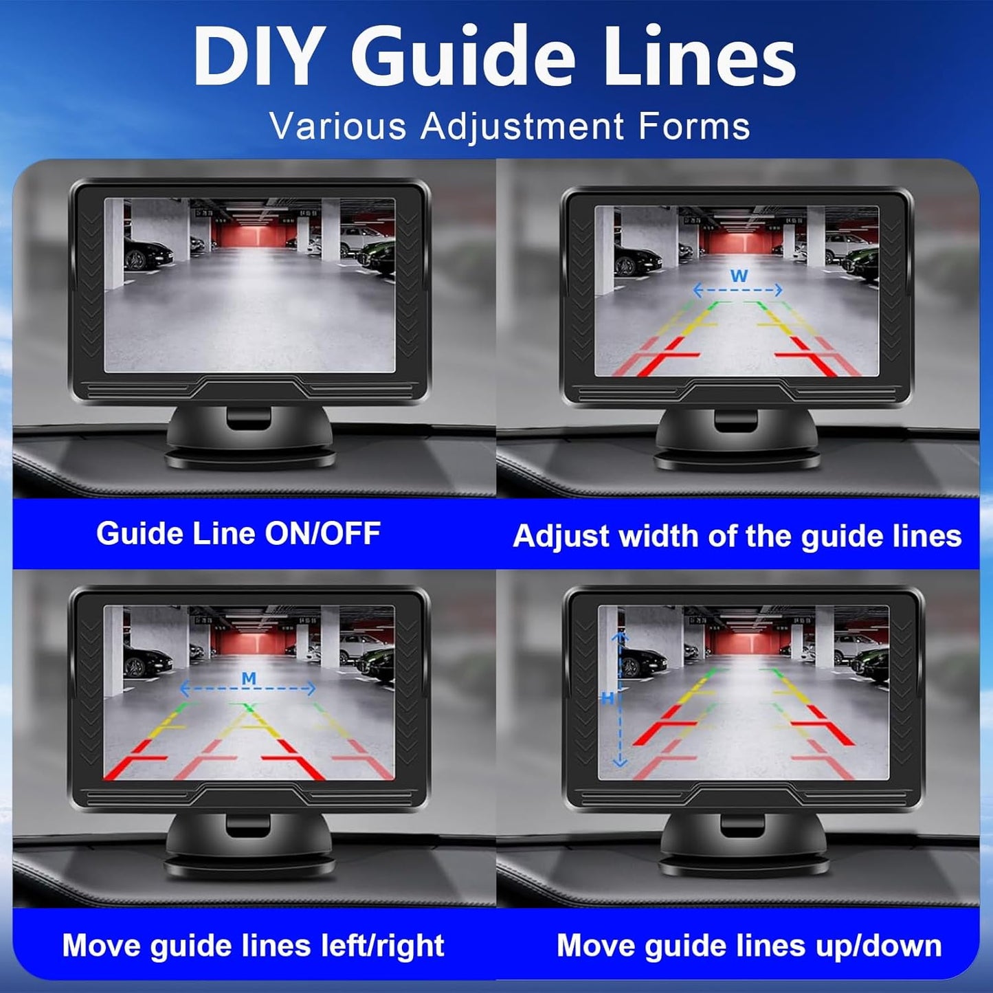 Wireless Reversing Camera System with 5 inch Split Screen, IP69K Waterproof Backup Camera with Night Vision, Support add 2nd Wireless Rear View Camera for Trailer, RV, Trucks, Farm Vehicle