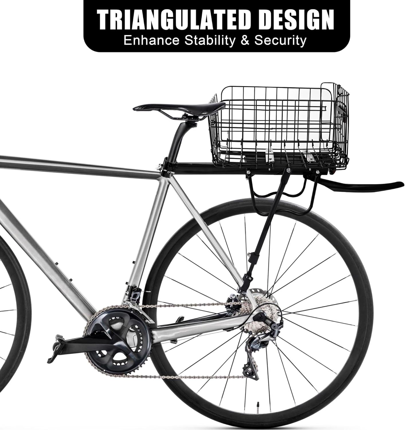 Aodaer Rear Bike Rack with Basket Quick Release Bike Rear Rack Heavy Duty Folding Bike Basket with Waterproof Bag & Cargo Net & Installation Tool