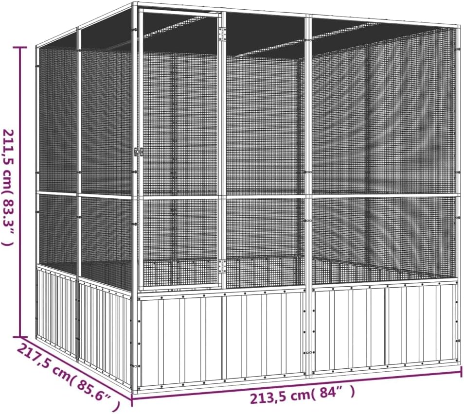 Steel Bird Cage, Large Flight King Bird Cage for Cockatiels African Grey Quaker Amazon Sun Parakeets Green Cheek Conures Pigeons Parrot Bird Cage Birdcage, Gray 84.1"x85.6"x83.3"