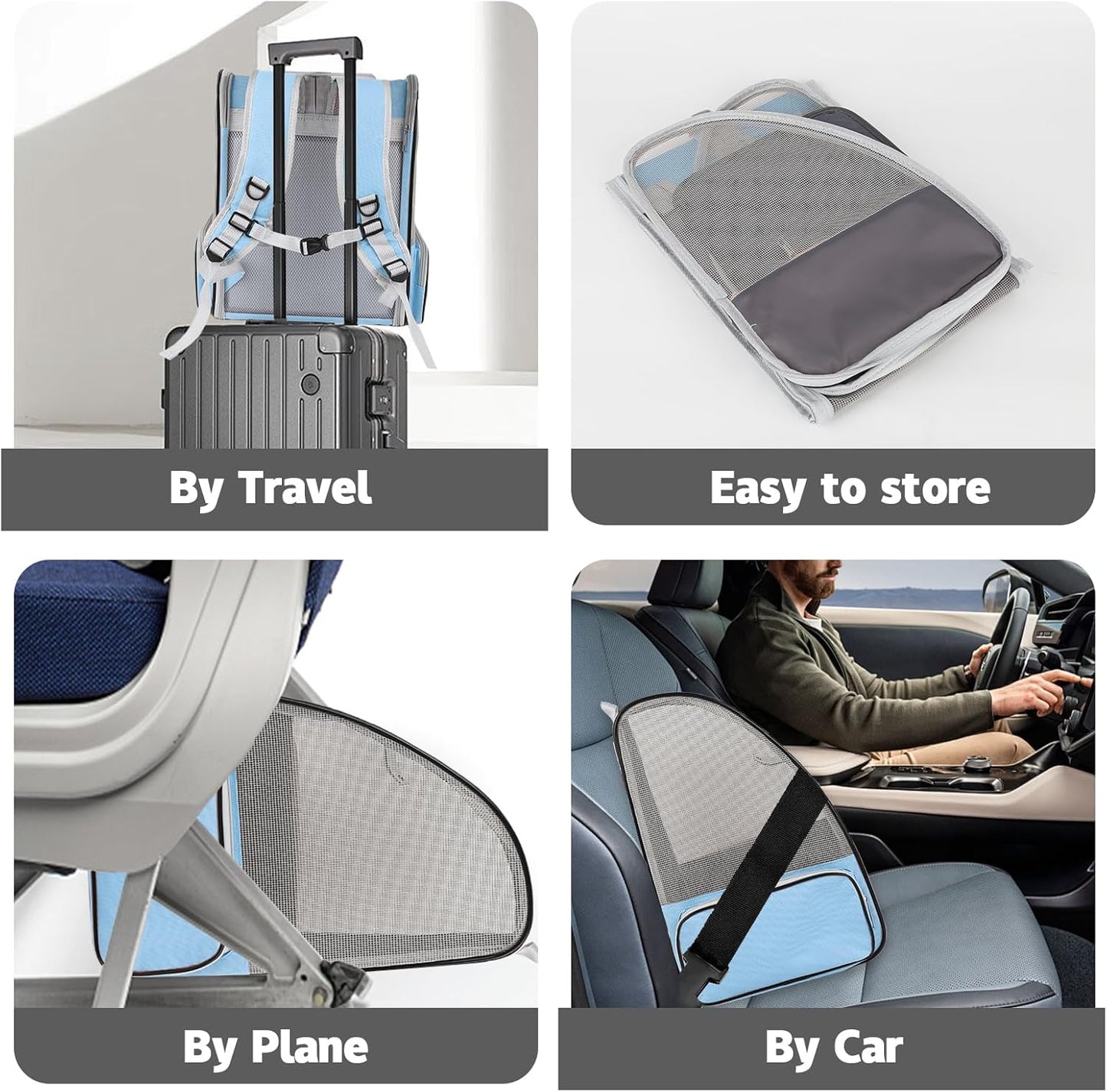 Cat Backpack Carrier,Pet Carrier Airline Approved for Small Dog Cat Puppy Kitten Bunny,Ventilated Mesh Design Animal Backpack for Hiking Camping Travel Bag (Blue)