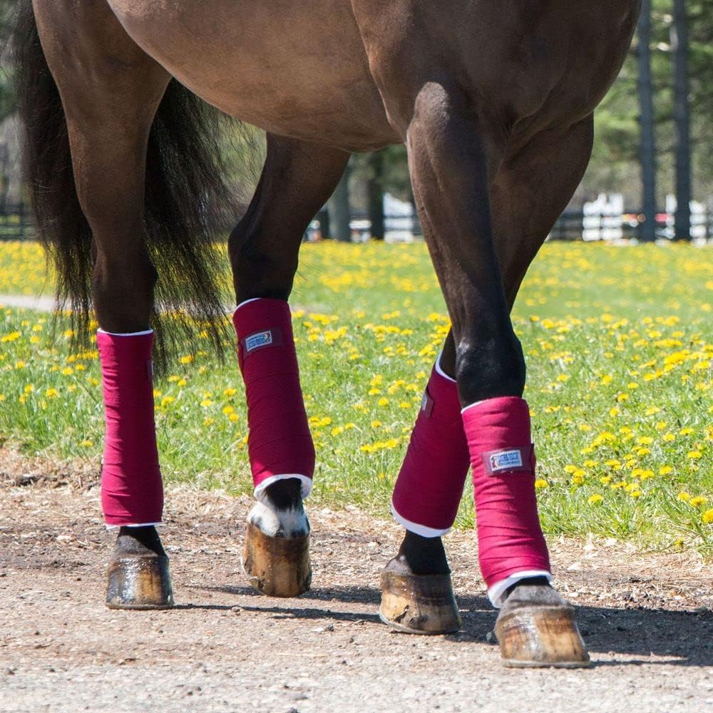 Dura-Tech Standing Wraps for Horses | Color Red | Optimal Comfort & Support | Ideal for Post-Exercise & Trailering | Right Tension Application | Secure Closure
