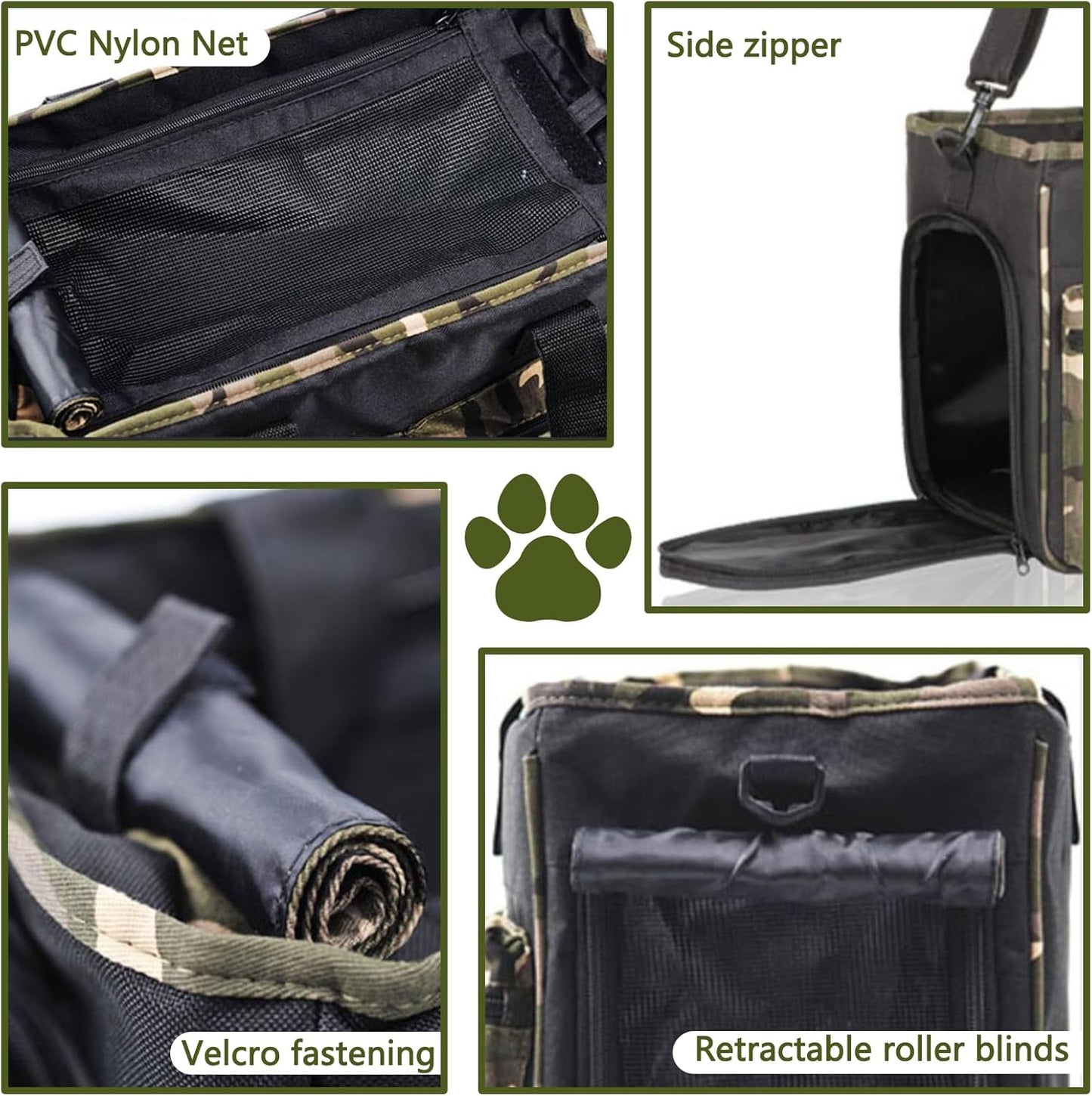 Cat Carrier Bag, Foldable Pet Bag Airline Approved, Pet Travel Carrier for Medium Cats Small Cats Dogs, Sturdy Transport Carriers Long Trips(Black)