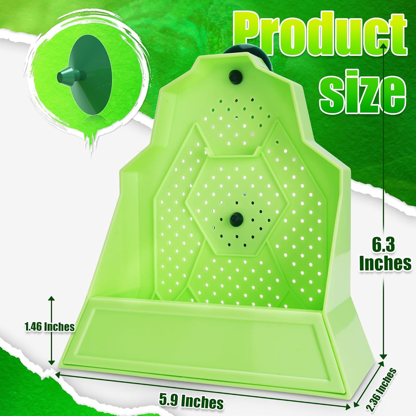 Reptile Anti-Escape Feeding Bowl, Wall-Mounted Feeder for Reptile, Stimulate Hunting Accessories for Terrarium, Vivarium and Paludarium, Suitable for Lizard, Gecko & Frog, Medium