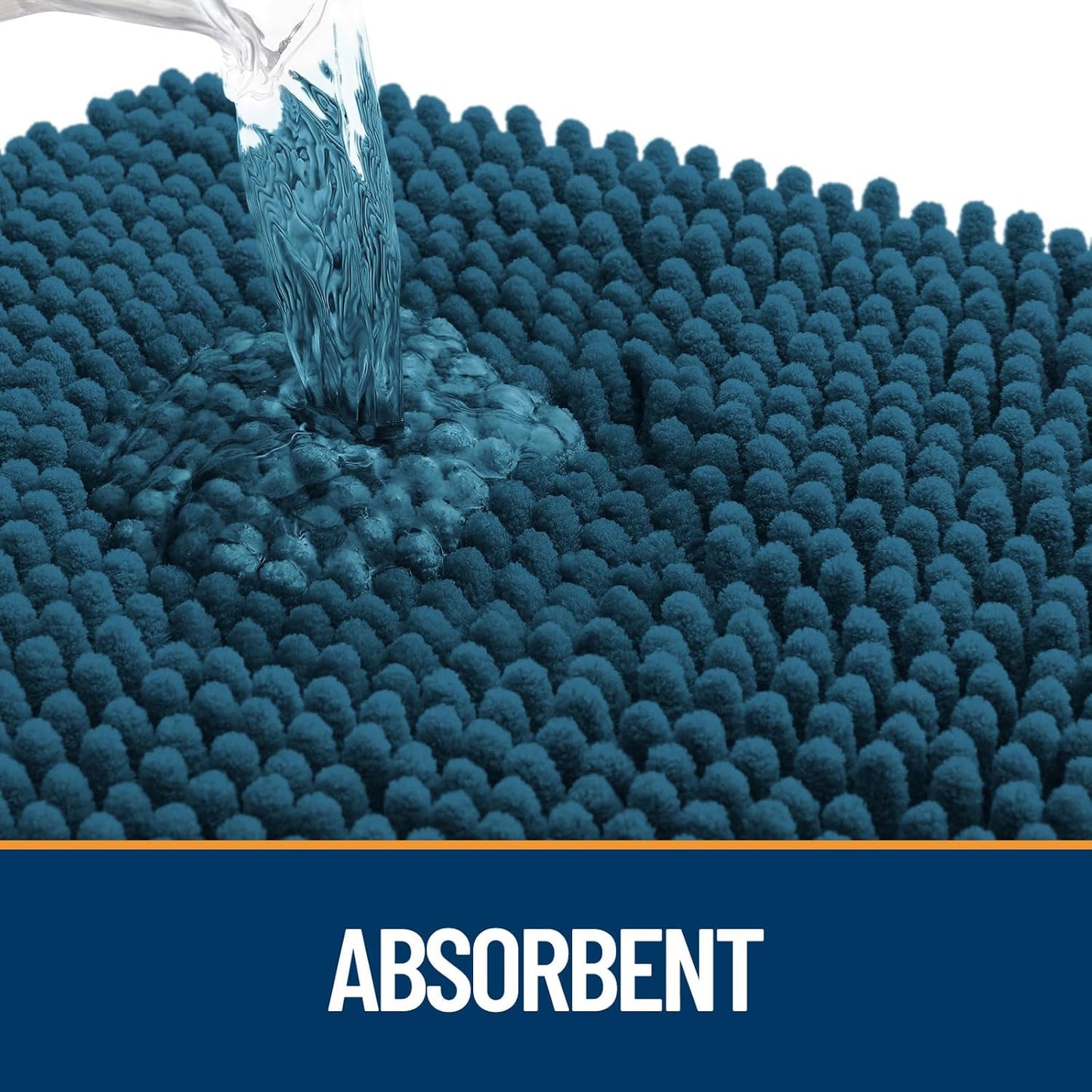 OLANLY Dog Door Mat for Muddy Paws 59x24, Absorbs Moisture and Dirt, Absorbent Non-Slip Washable Doormat, Quick Dry Chenille Mud Mat, Entry Indoor Entryway Carpet for Inside Floor, Atlantic Blue