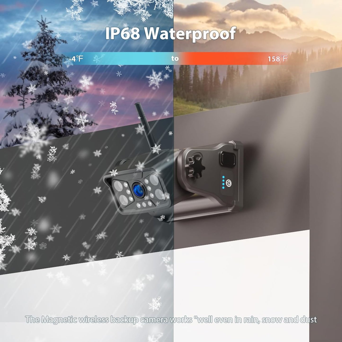 Magnetic Wireless RV Backup Camera System: 7" HD 1080P DVR Monitor with Rear Camera, DVR Monitor & IR Night Vision, Portable Rechargeable Camera for RV/Trailer/Fifth Wheels/Camper BC701