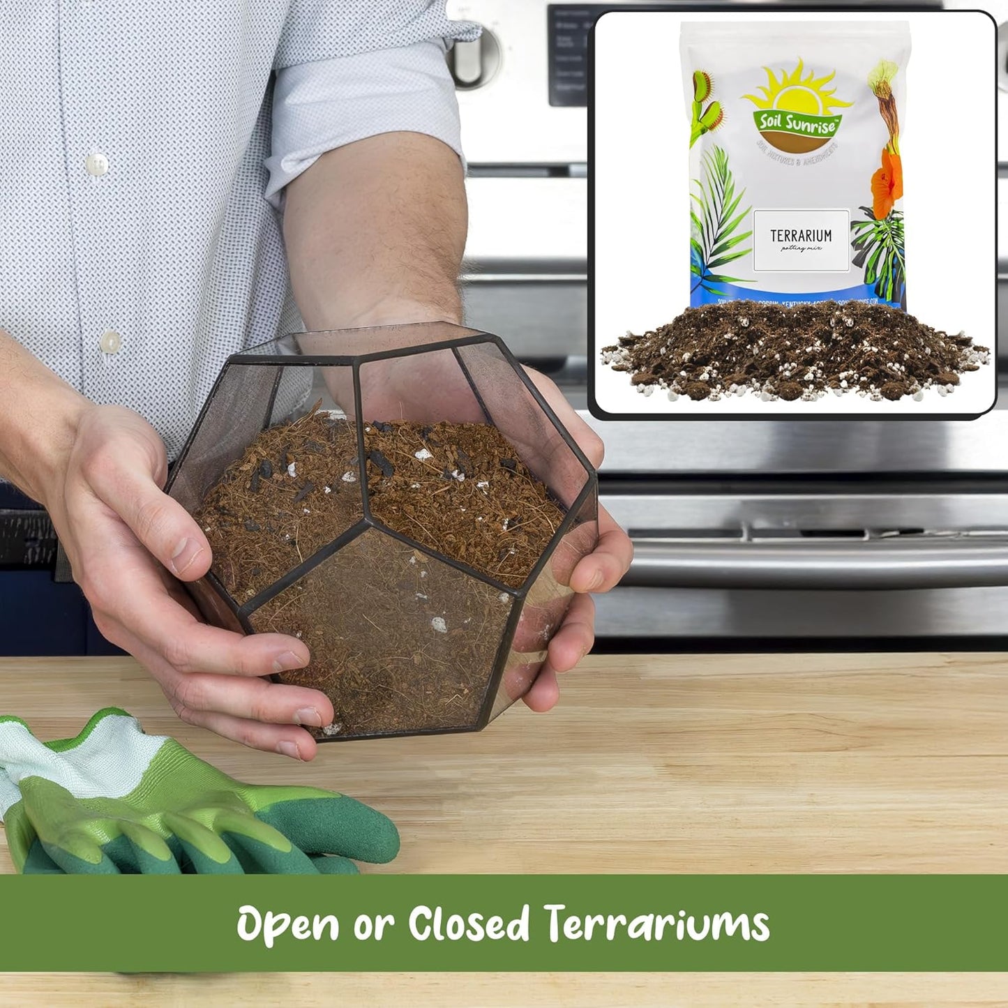 Terrarium Potting Soil Mix (8 Quarts), w/Blended Filtering Charcoal Custom Made for Terrariums