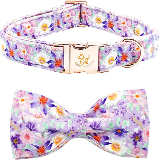 Elegant little tail Dog Collar, Rose Print Pet Collar Summer Dog Collar Durable Metal Buckle Dog Collars Cotton Pet Adjustable Dog Collars for Medium Dogs