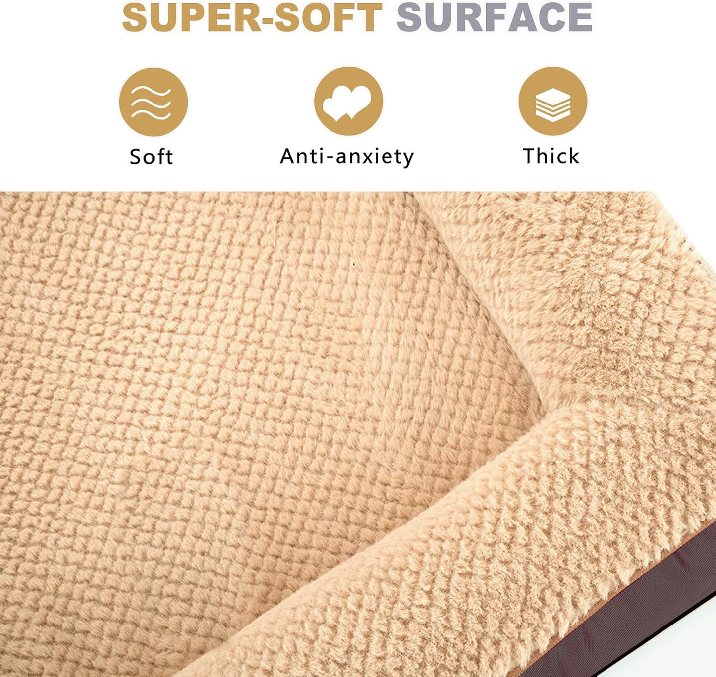 JOYELF Orthopedic Dog Bed for Extra Large Dogs, U-Shaped Foam Sofa Couch Bed, Bolster Waterproof Pet Bed with Removable Washable Cover and Nonskid Bottom for Dogs - Coffee