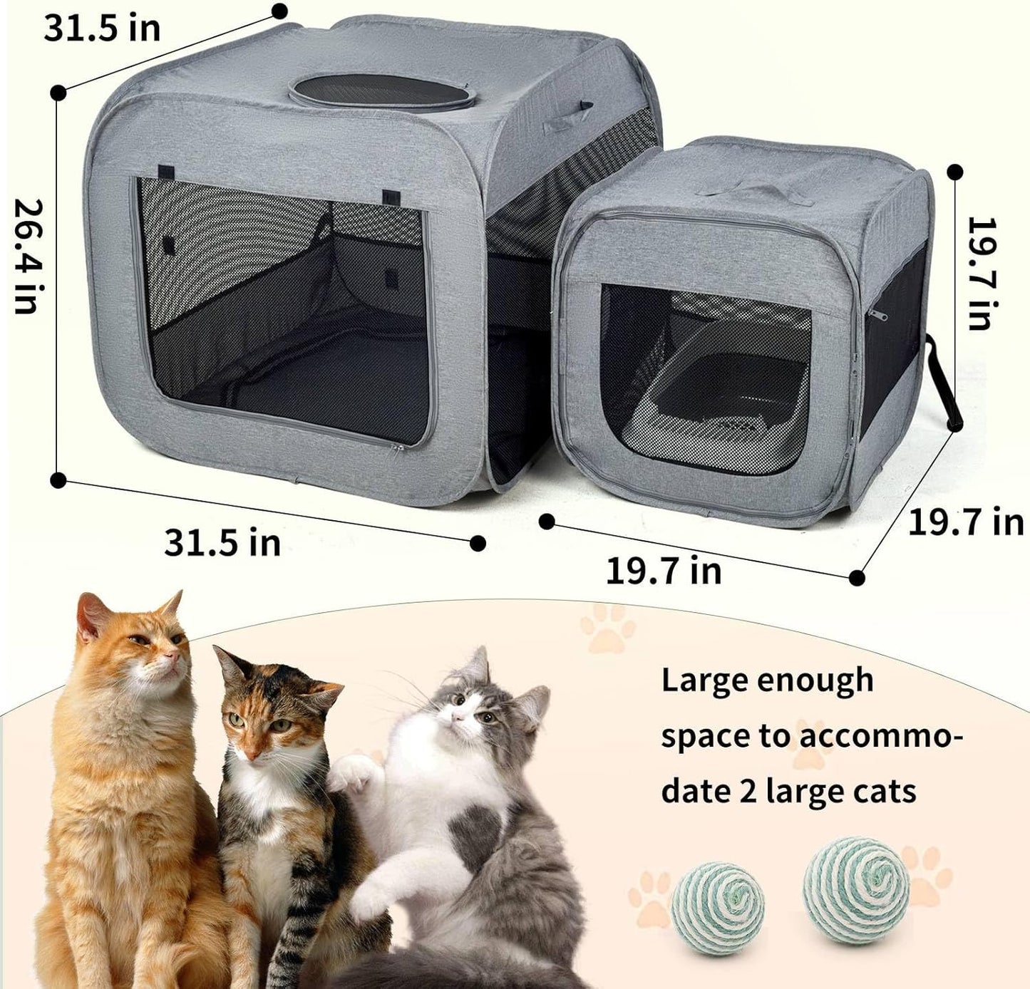Portable Large Cat Playpen for Outdoor & Indoor Cats Cage, Large Foldable Cat Tent, Fit Puppy, Dogs, Pets