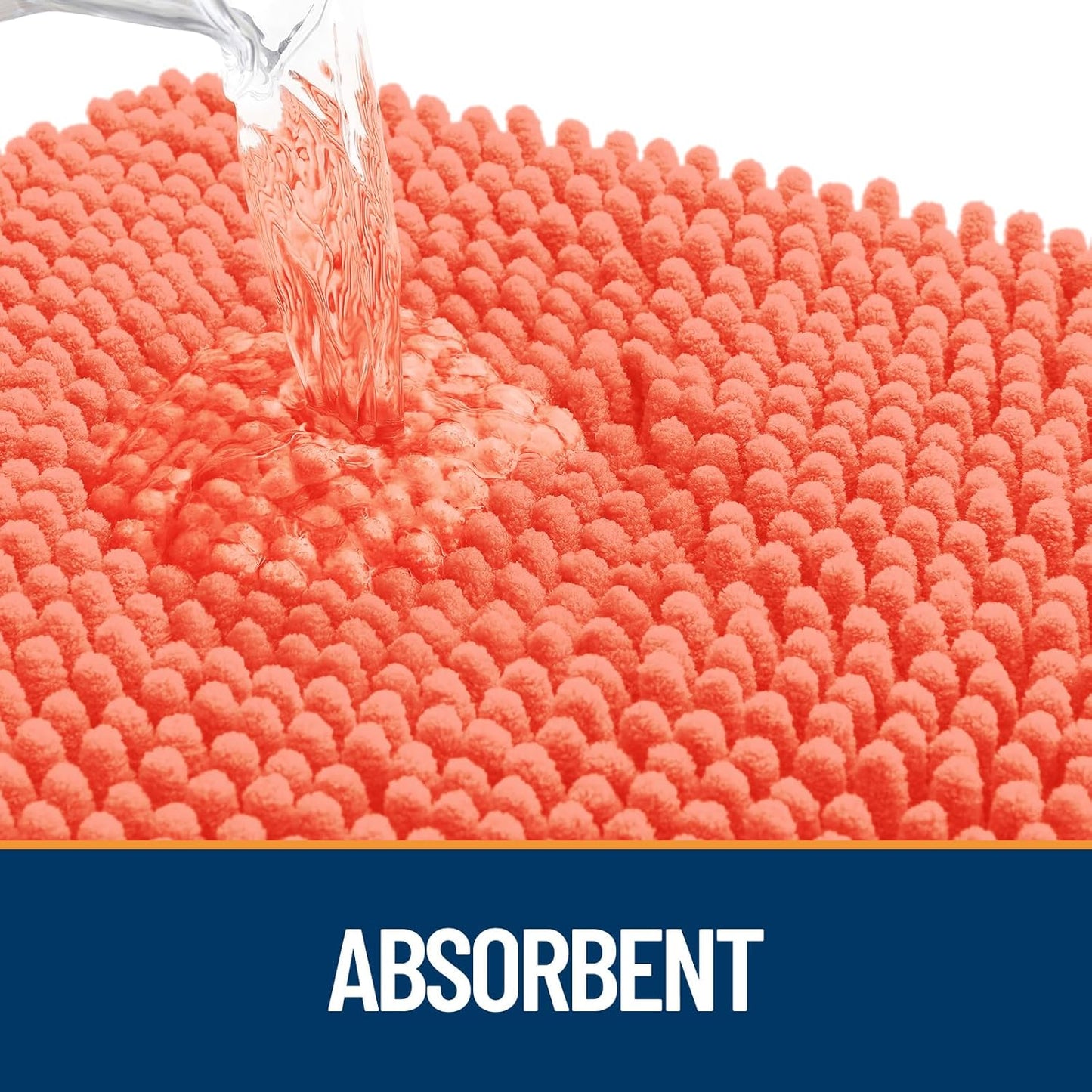 OLANLY Dog Door Mat for Muddy Paws 24x16, Absorbs Moisture and Dirt, Absorbent Non-Slip Washable Doormat, Quick Dry Chenille Mud Mat for Dogs, Entry Indoor Entryway Carpet for Inside Floor, Coral