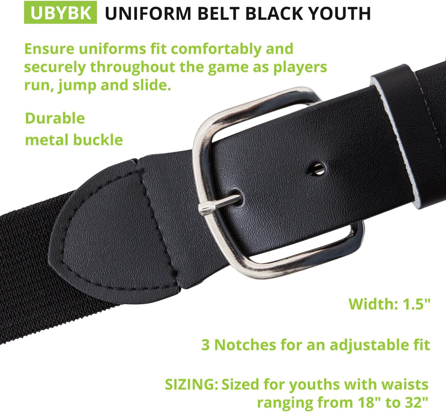 Champion Sports Baseball/Softball Uniform Belt, Comfort Stretch Fit Durable Syntex Tab - Youth & Adult Sizes, Multiple Colors