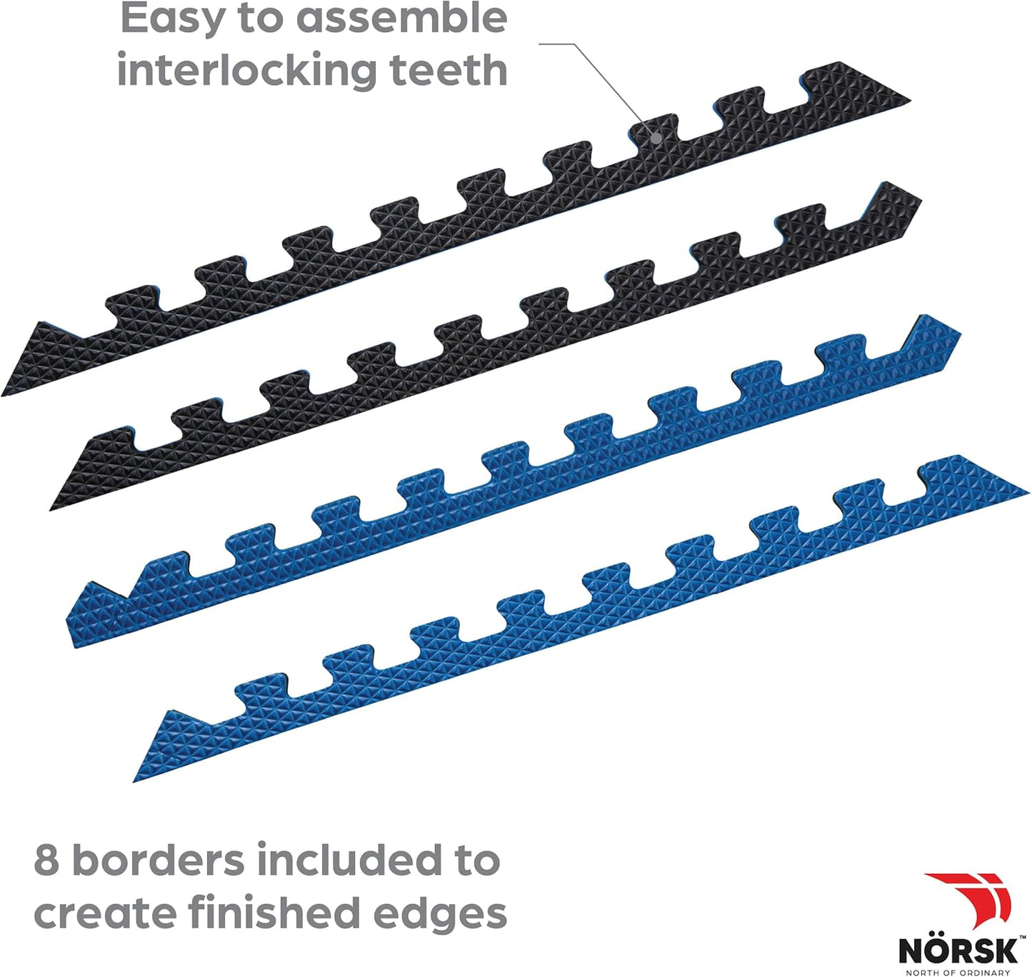 Norsk Reversible Exercise Mats 3/4" Thick EVA Interlocking Foam Tiles, Perfect Home Gym Flooring, 20 Tiles & 40 Trim Pieces, 80 Sq. Ft. 24"x24", Dazzling Blue/Black