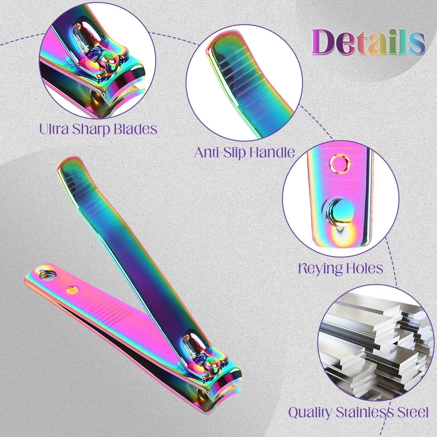 Rocutus 2pcs/Set Portable Nail Scissors Adult Pedicure Nail Clippers Household Small Scissors Foot Manicure Scissors Manicure Tools (Bight Colorful)