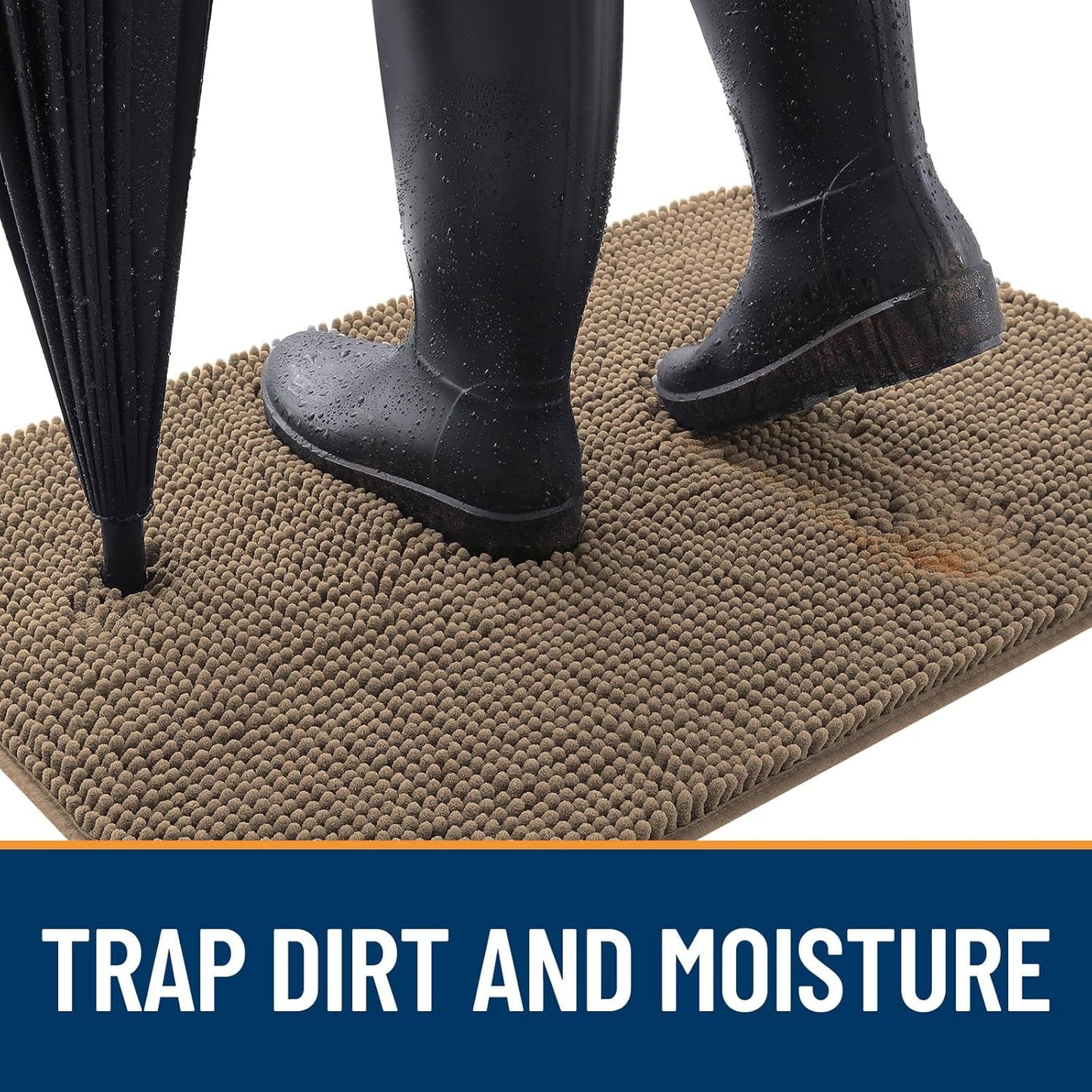 OLANLY Dog Door Mat for Muddy Paws 54x24, Absorbs Moisture and Dirt, Absorbent Non-Slip Washable Doormat, Quick Dry Chenille Mud Mat for Dogs, Entry Indoor Entryway Carpet for Inside Floor, Tan