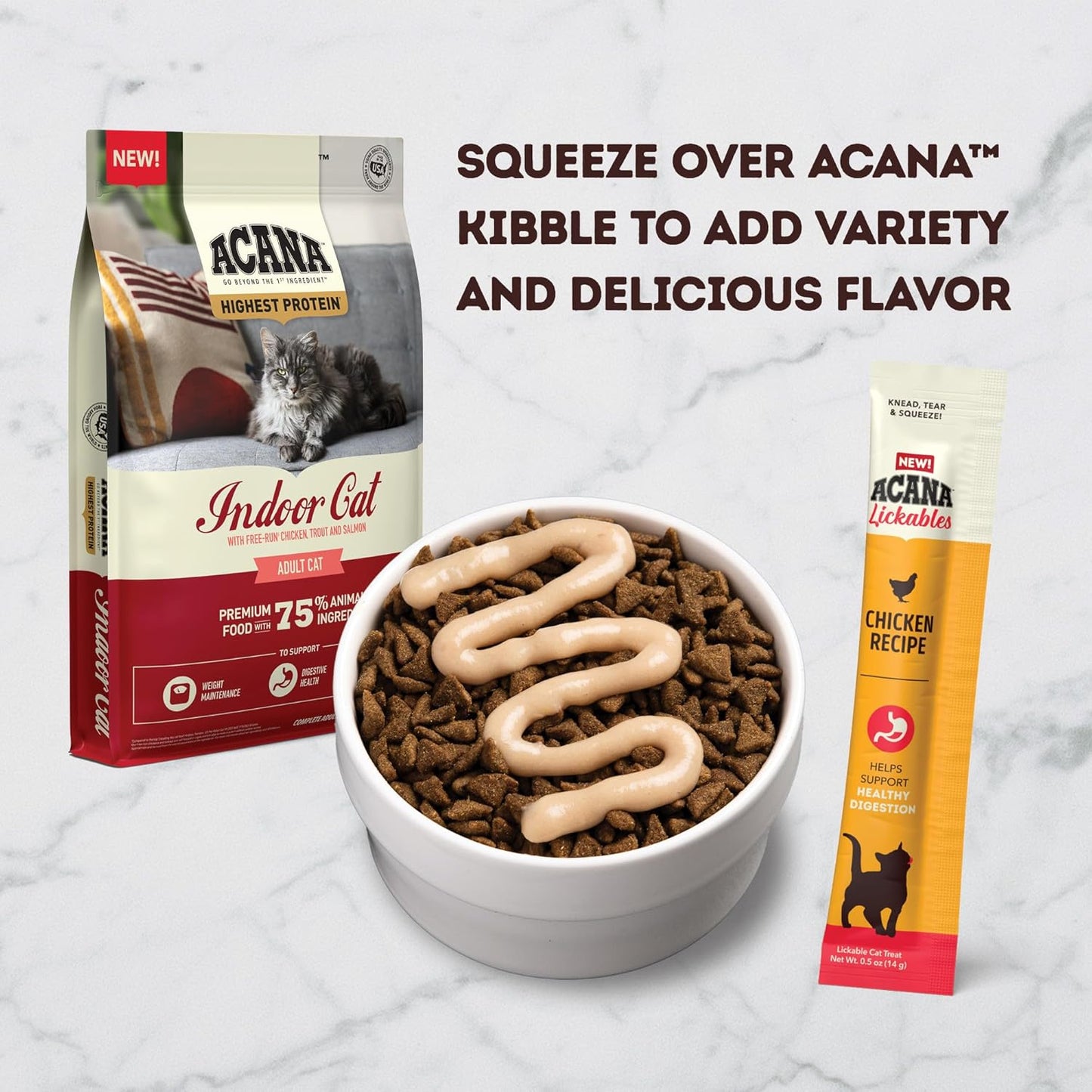 ACANA Lickables Cat Treats Chicken Recipe .5oz Tubes (5 Count)