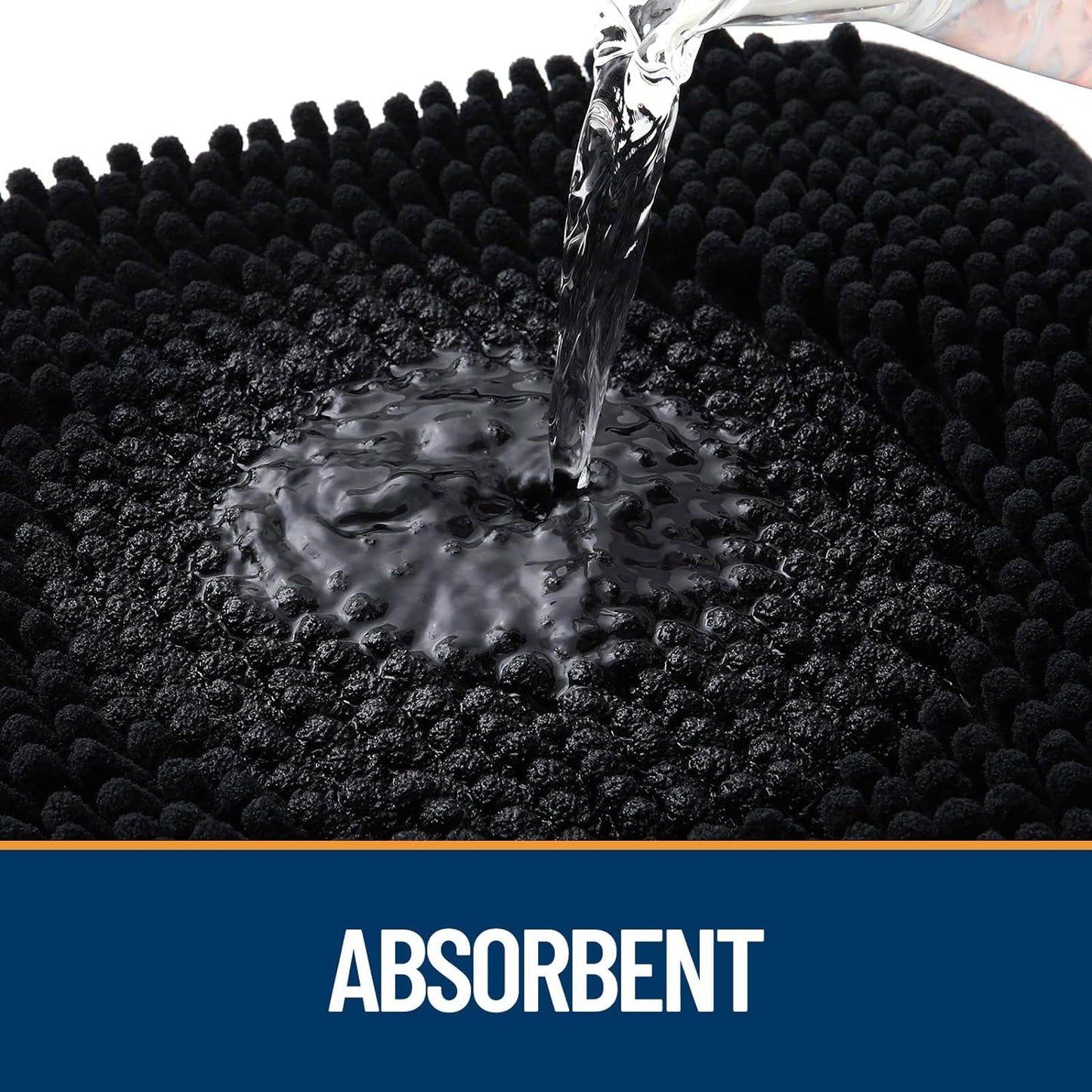 OLANLY Dog Door Mat for Muddy Paws 45x27, Absorbs Moisture and Dirt, Absorbent Non-Slip Washable Doormat, Quick Dry Chenille Mud Mat for Dogs, Entry Indoor Entryway Carpet for Inside Floor, Black