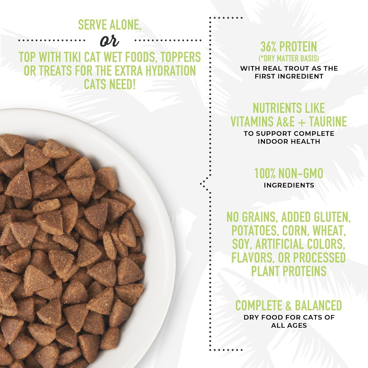 Tiki Cat Born Carnivore Indoor Health Dry Cat Food, Trout & Menhaden Fish Meal, 3 lbs. Bag