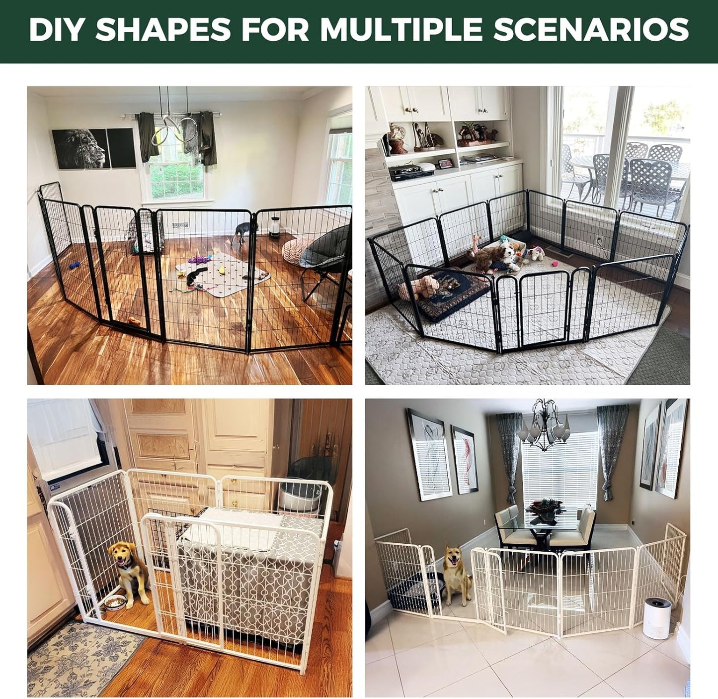 FXW Homeplus Unleashed Indoor Dog Playpen - Stress-Free and Safe Play, Heavy Duty 32 Inch 6 Wire Panels Dog Pen for Small and Medium Dogs, White│Patented