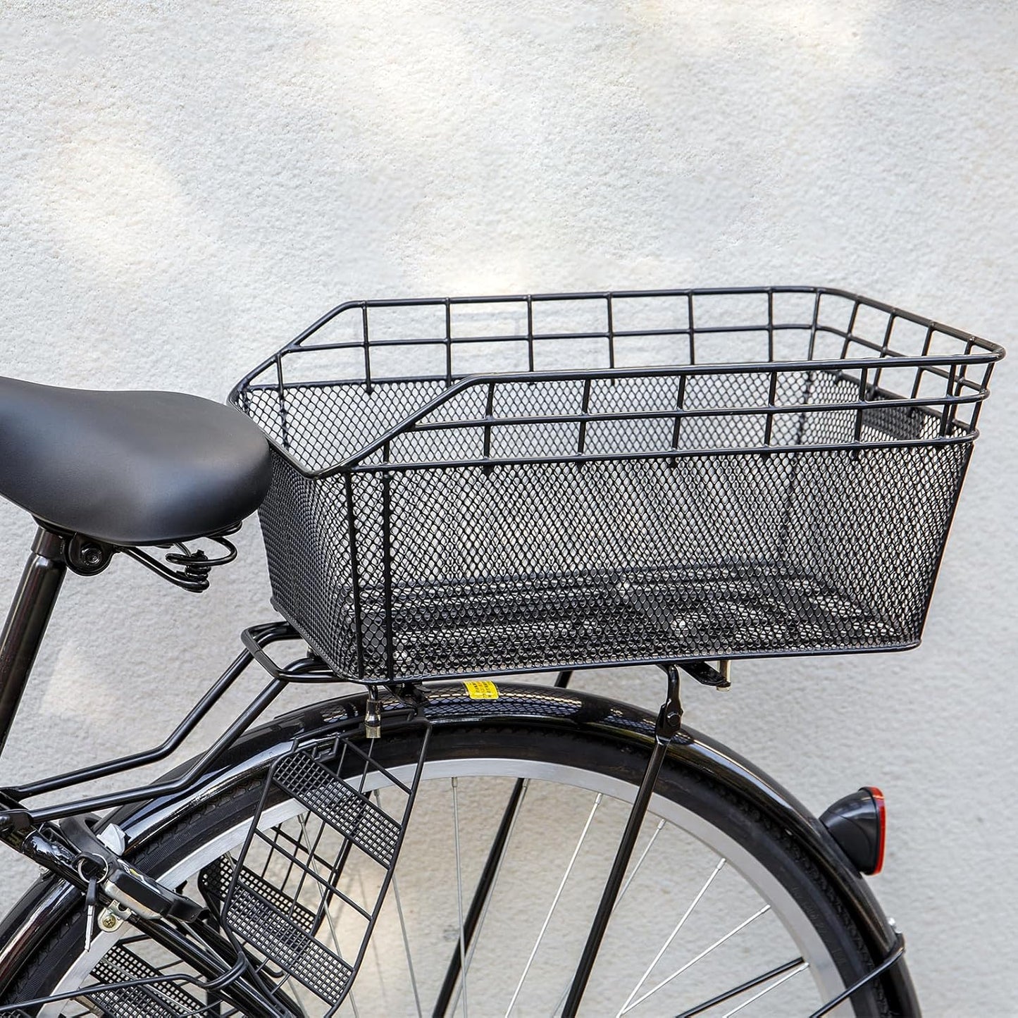 Rear Bike Basket - Large Bicycle Rear Basket with Cargo Net and Waterproof Cover, Wire Bike Baskets Rear Large Capacity (NO Bike Rack Include)