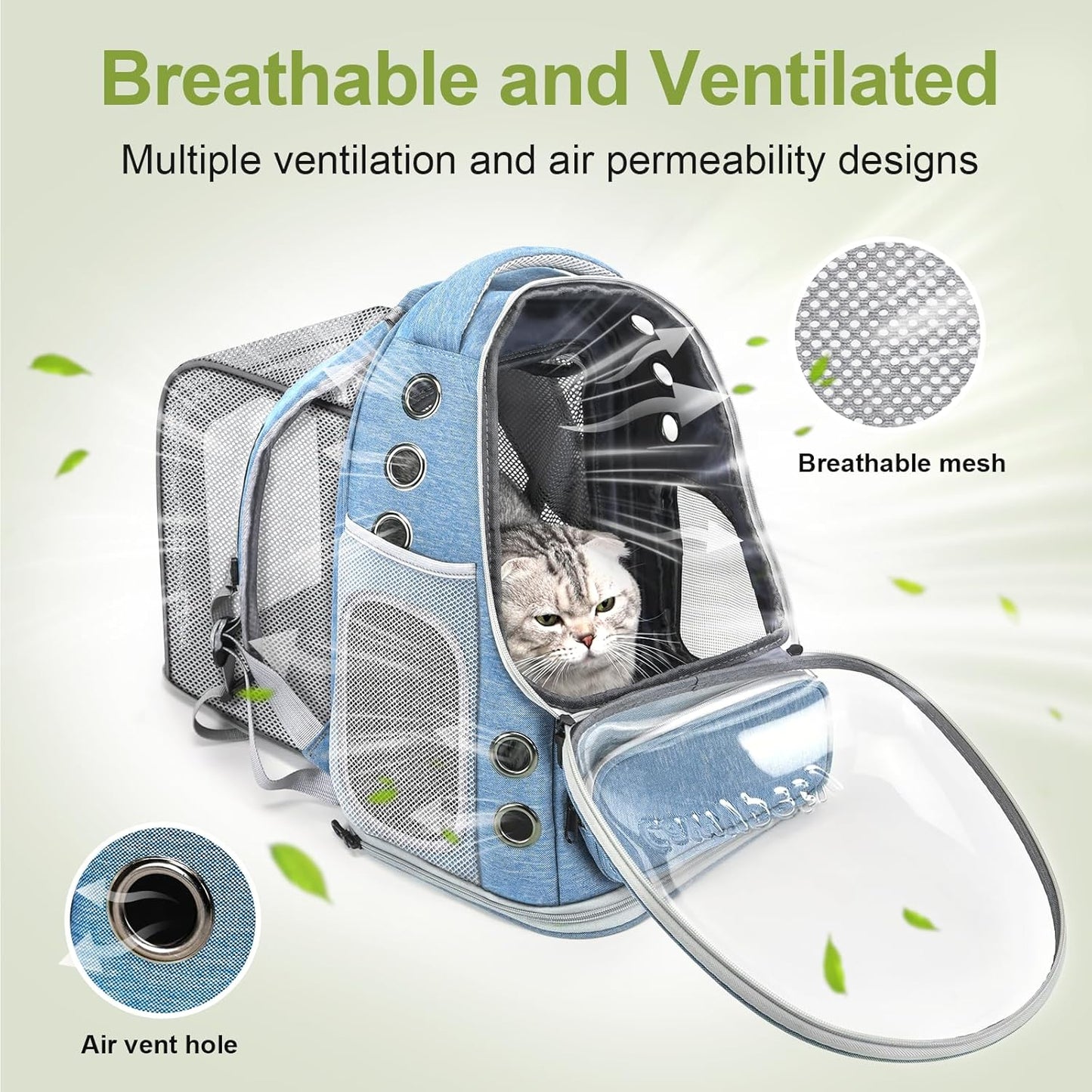 Expandable Cat Backpack,Cat Bubble Backpack Carrier for Carrying Cats, Pets and Small Dogs,Airline-Approved,Designed for Travel, Hiking, Walking,Car （Blue