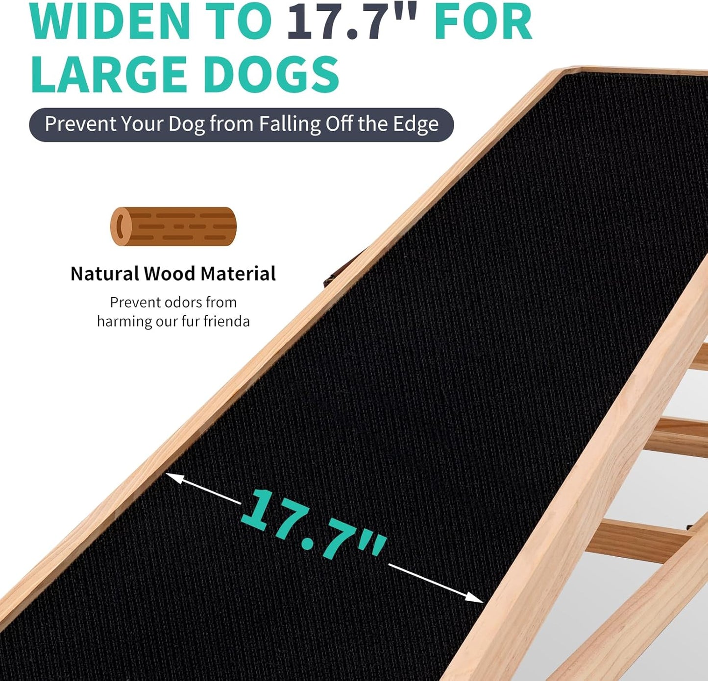Dog Ramp, Adjustable Height Wooden Folding Pet Ramp for Bed, Couch,SUV-High Traction, Portable Paw Ramps for Small & Large Old Dogs & Cats - Furniture Quality