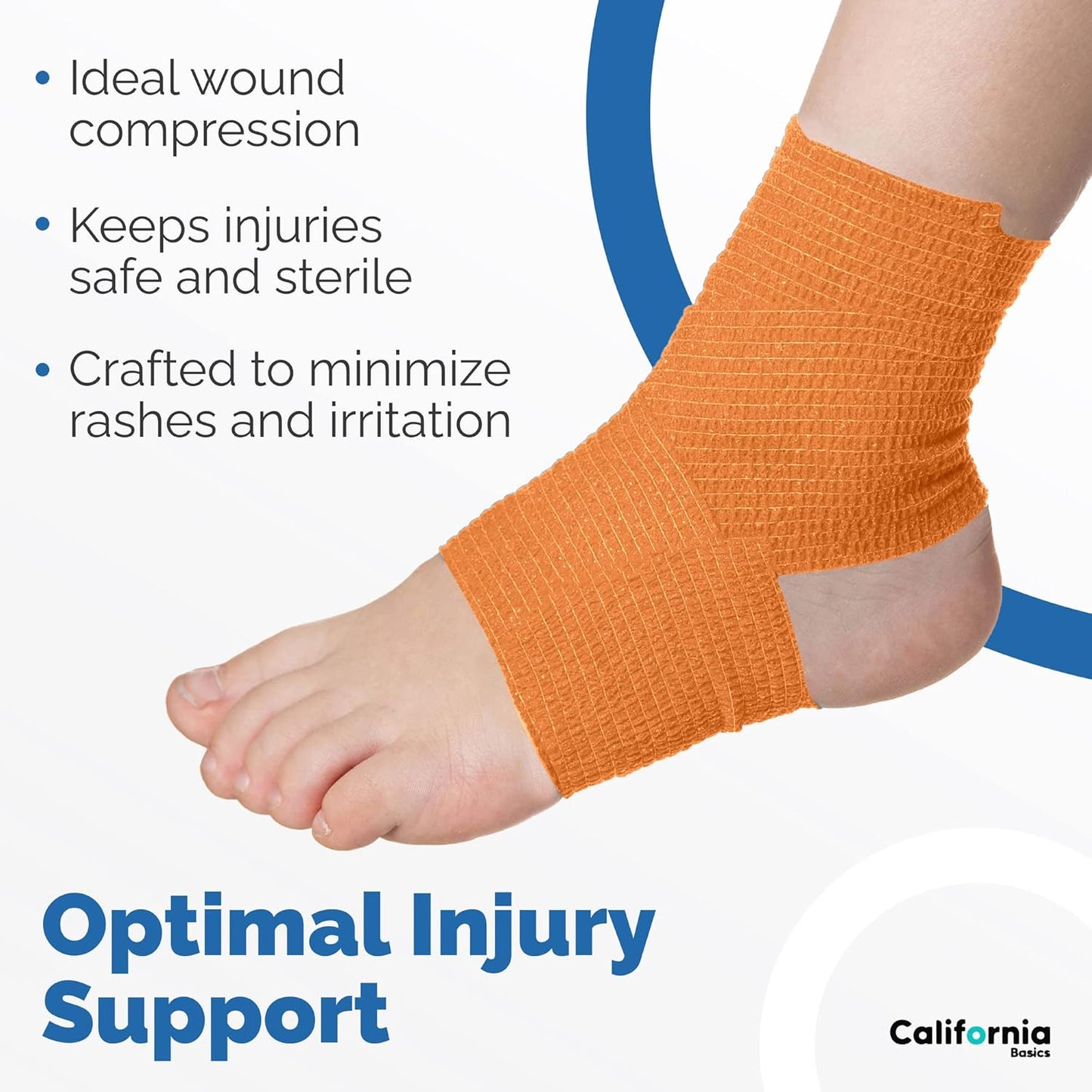 California Basics Self-Adhesive Medical Tape (2 inch) - Pack of 12 - Cohesive Bandage Wrap Rolls - Waterproof Athletic Tape - Self Adhesive Medical Adhesive Bandage Wrap - Vet Stretch Wrap