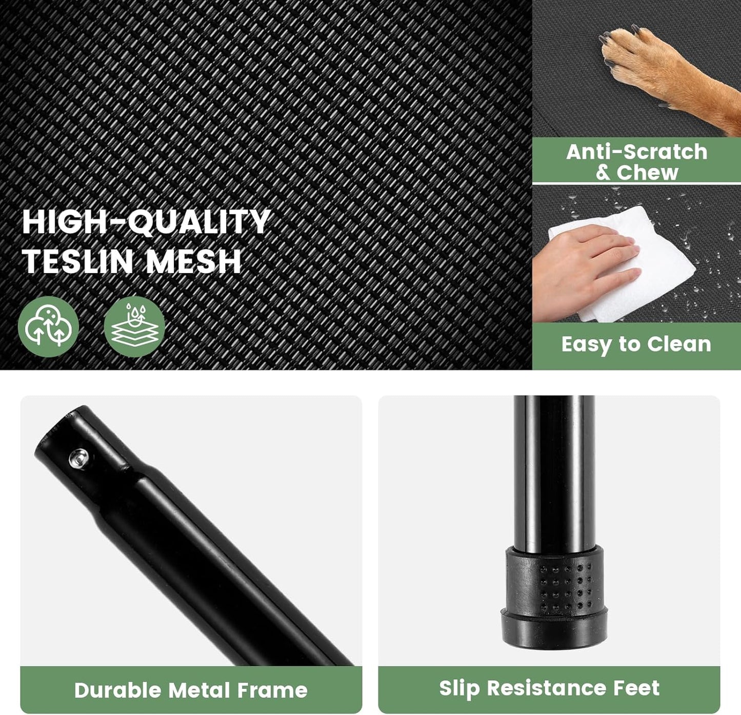 Elevated Dog Bed for Outdoor, XL Raised Dog Cot with Washable Mesh, Cooling Pet Cot Chew Proof for Outside Camping, 49"x33" Grey