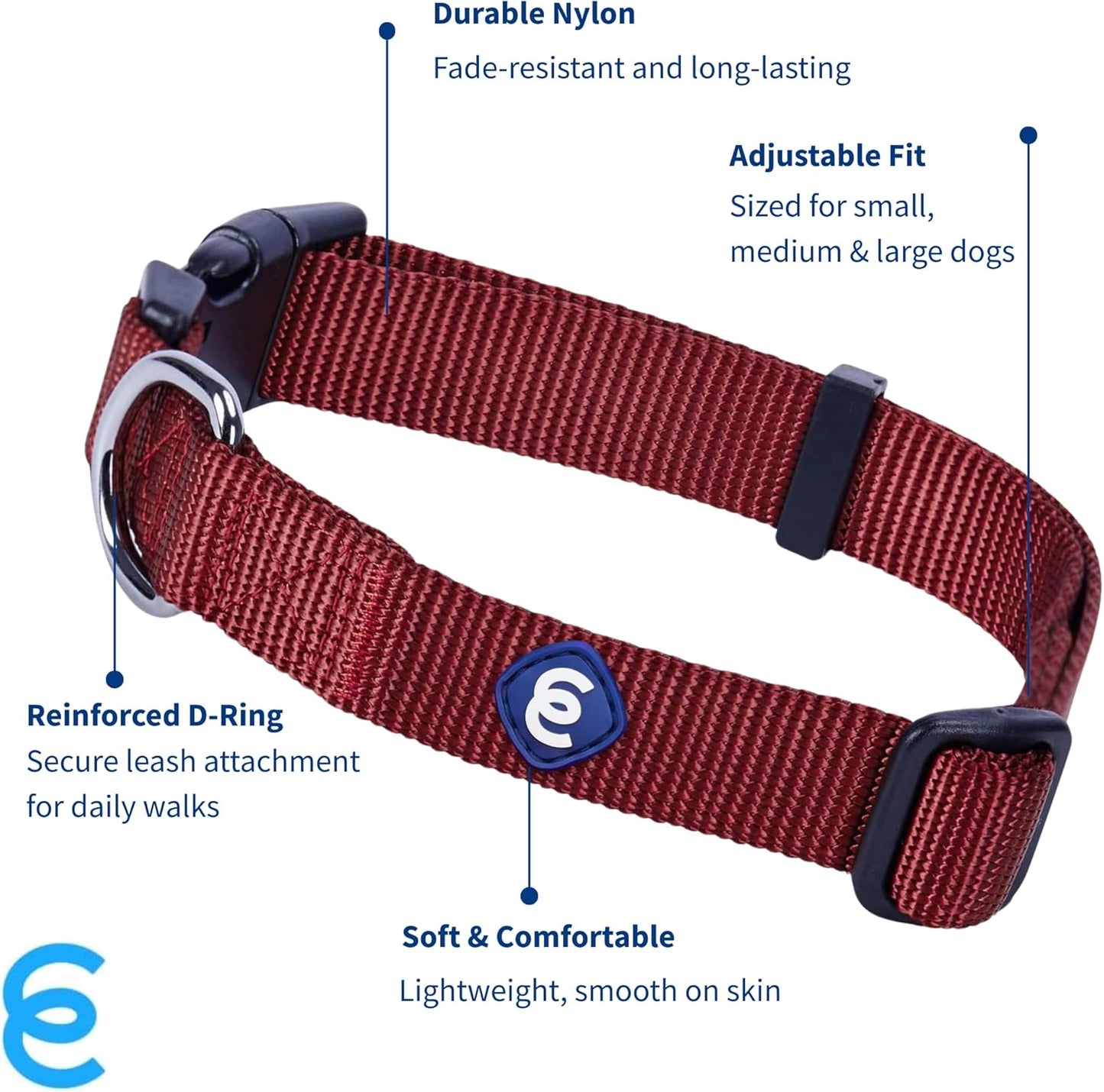 Blueberry Pet Essentials Large Dog Collar | Adjustable Nylon Dog Collar for Large Dogs | Fired Brick | Stylish Large Boy Dog Collar | Secure Puppy Collar | Dog Collars for Small Dogs & More