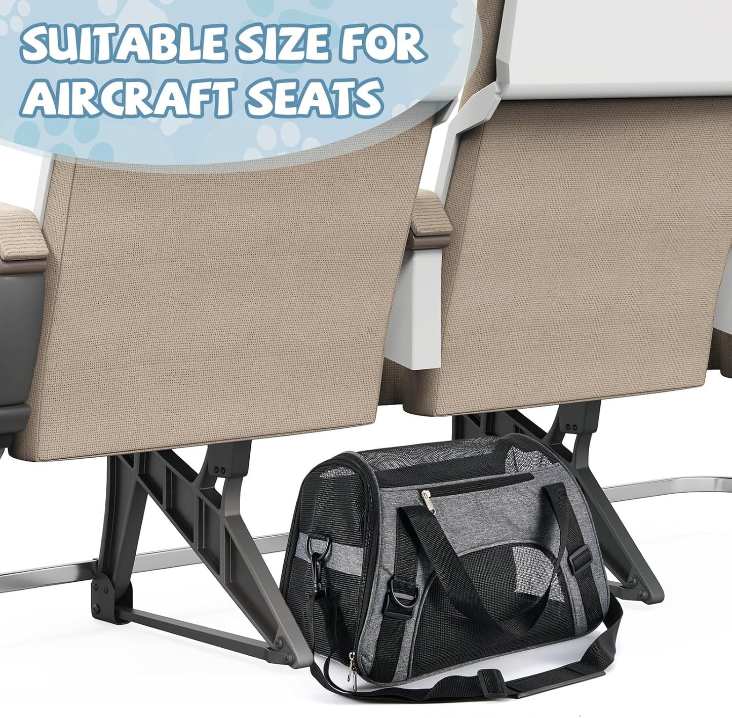 Sweetude 4 Pcs Cat Carrier Soft-Sided Pet Carrying Bag for Cat Under 13 Lbs, 16.9 x 11x 7.5 Inch, Portable Foldable Comfortable Bag for Small Pet Travel(Black, Gray)