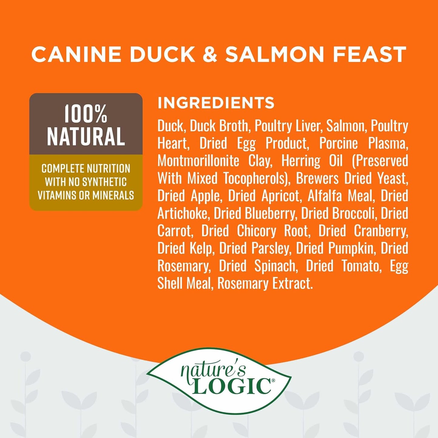Nature's Logic Grain-Free Canned Dog Food - 95% Animal Proteins - 100% Natural Wet Dog Food Cans - No Common Allergens - All Life Stages - Ideal for Sensitive Dogs - Duck & Salmon (13.2 oz, 12 pack)